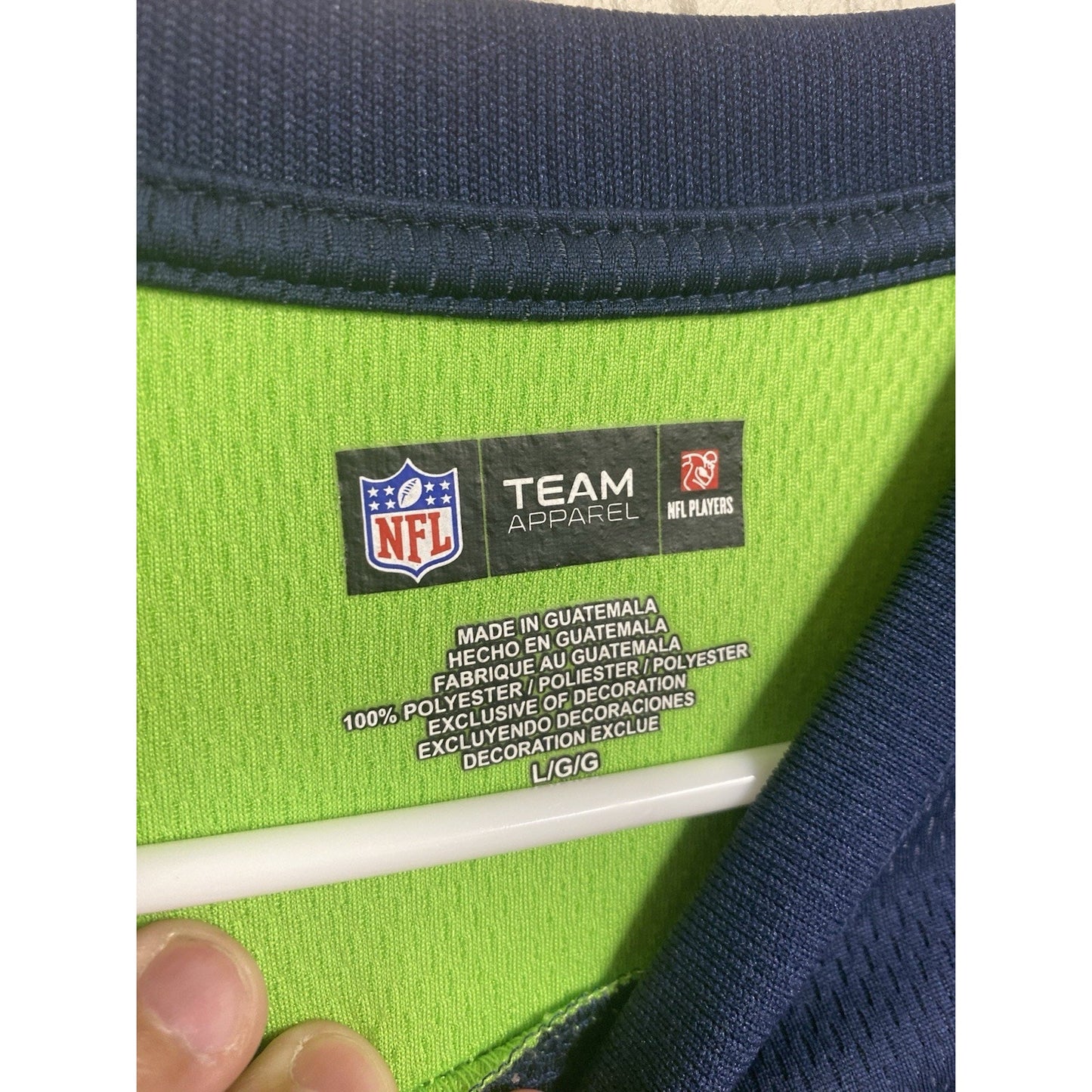 RUSSELL WILSON #3 SEATTLE SEAHAWKS Majestic Mens NFL Jersey Shirt Size LG