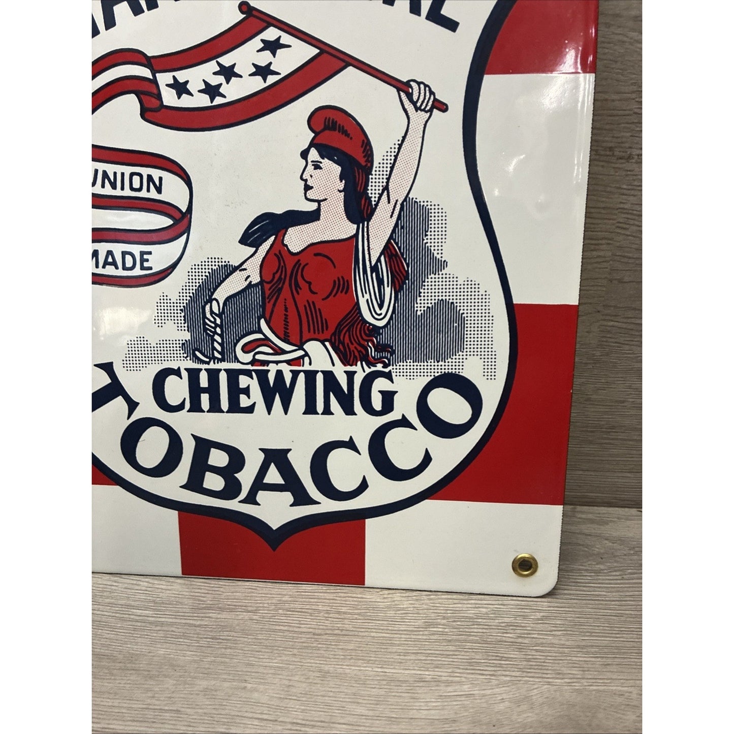 Yankee Girl Chewing Tobacco Porcelain Enamel Sign Scotten Dillon Co Union Made