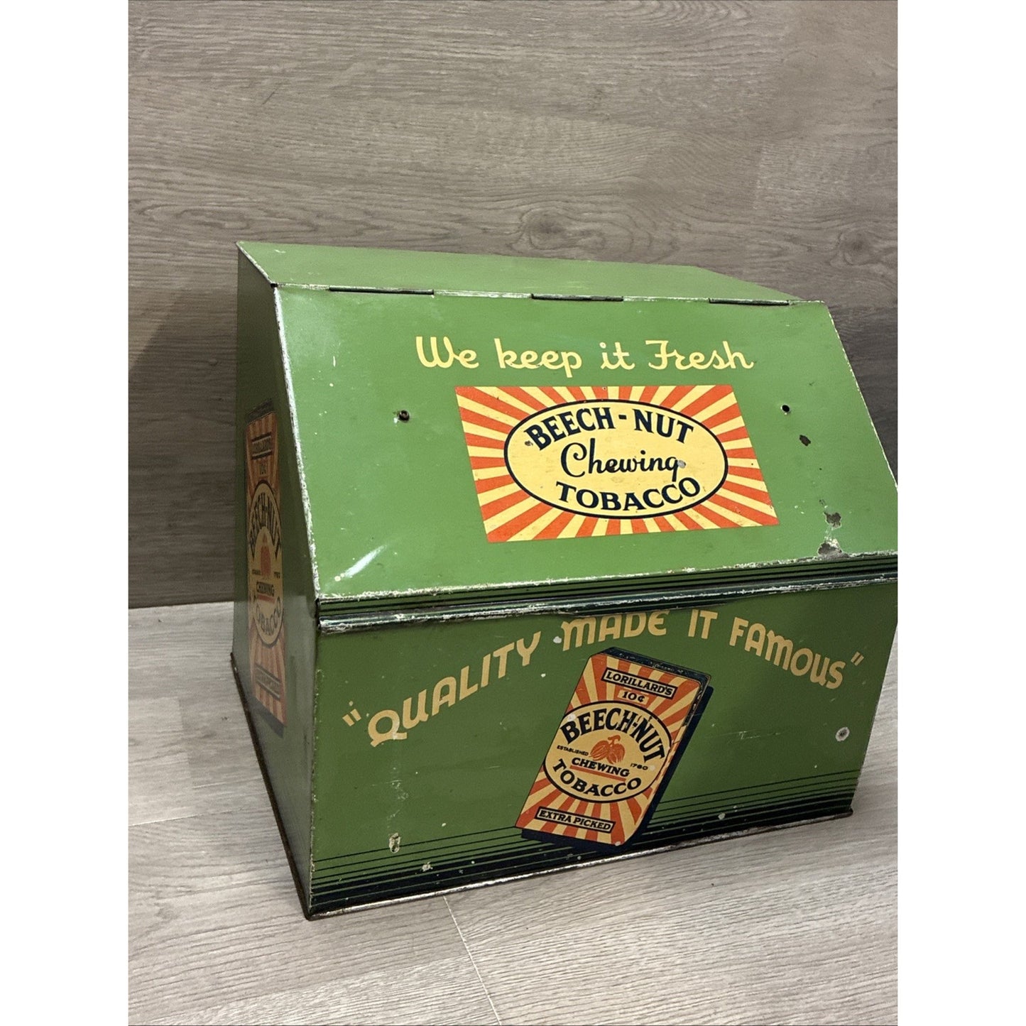 Original Lorillard’s Beech-Nut Chewing Tobacco Tin Humidor Counter Top Display