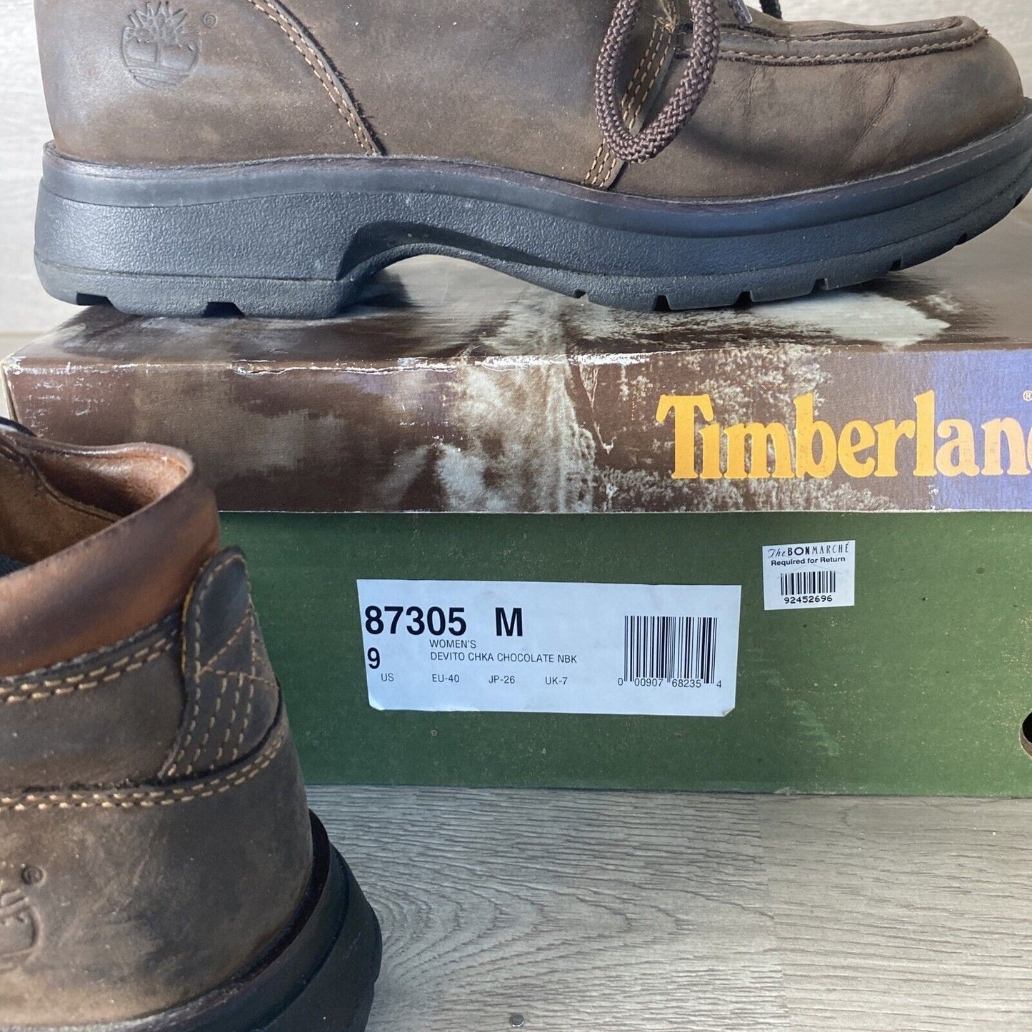 Timberland 87305 Leather Devito CHKA Chocolate Leather Boots Women’s 9 W/ Box