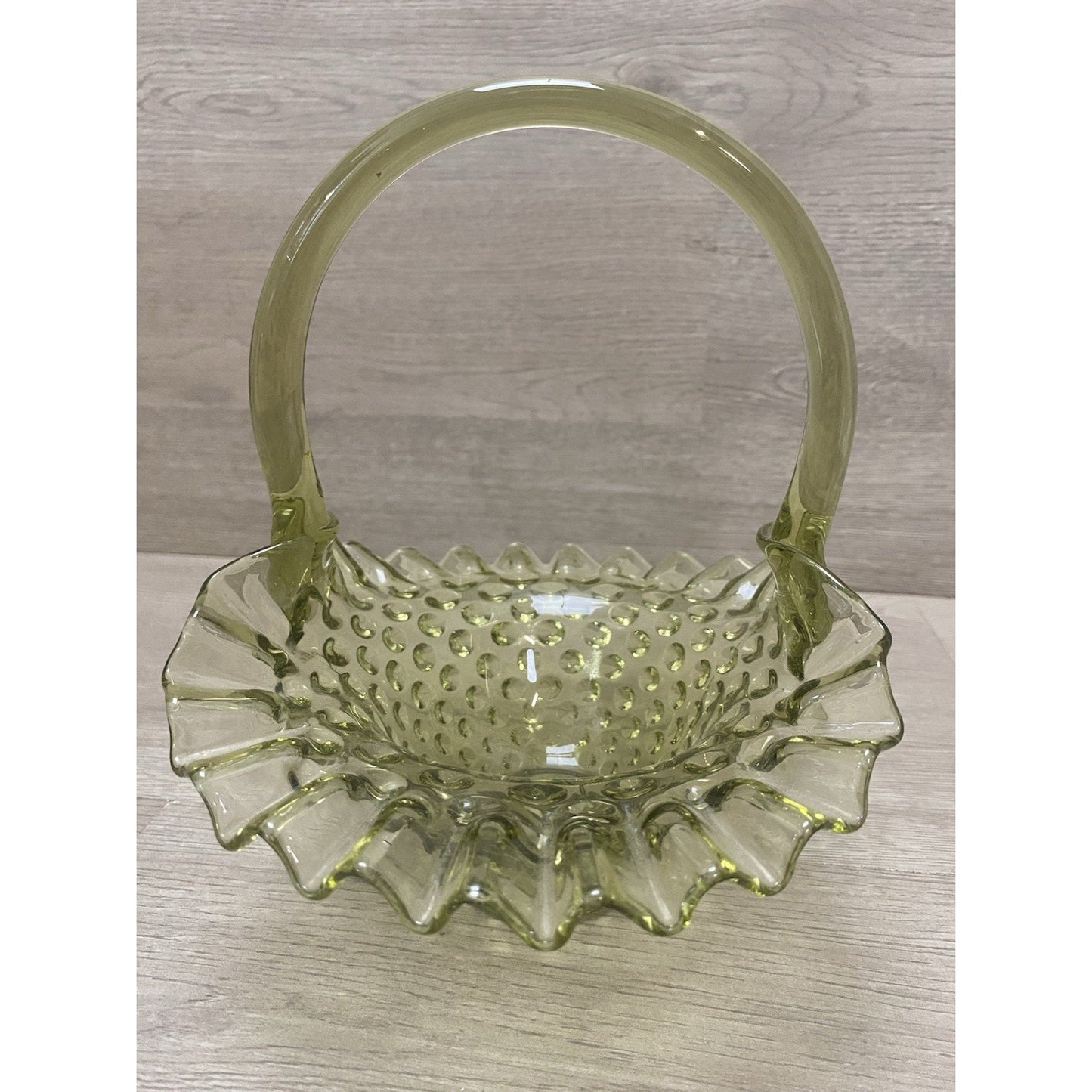 Fenton Art Glass Colonial Green Hobnail Basket