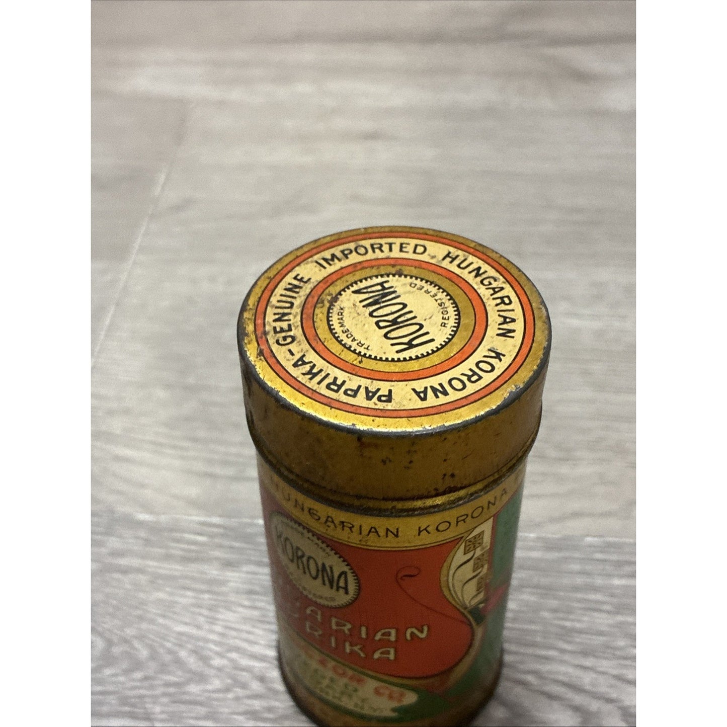 Vintage Korona Paprika Tin Szeged Hungary New York NY Collectable Advertising