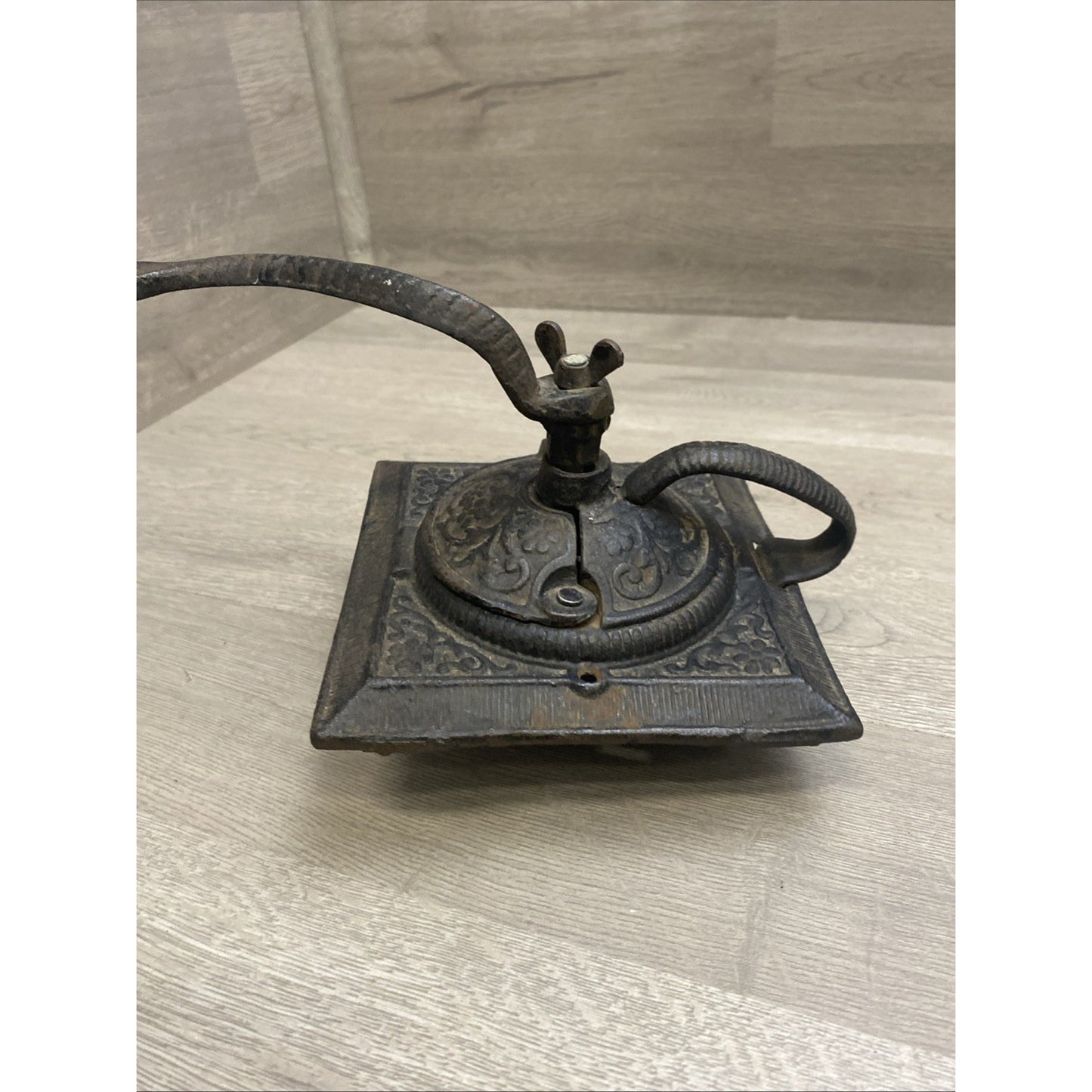 Antique Primitive Coffee Cast Iron Grinder Top and Handle Only