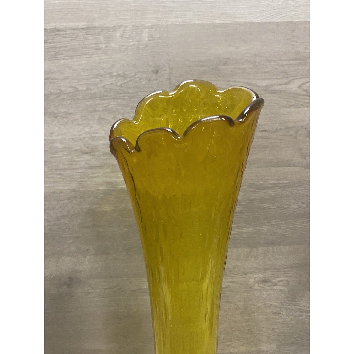 HTF Fenton? Unmarked Colonial Amber Stretch Vase Unique Style Hobnail Base 20.5”