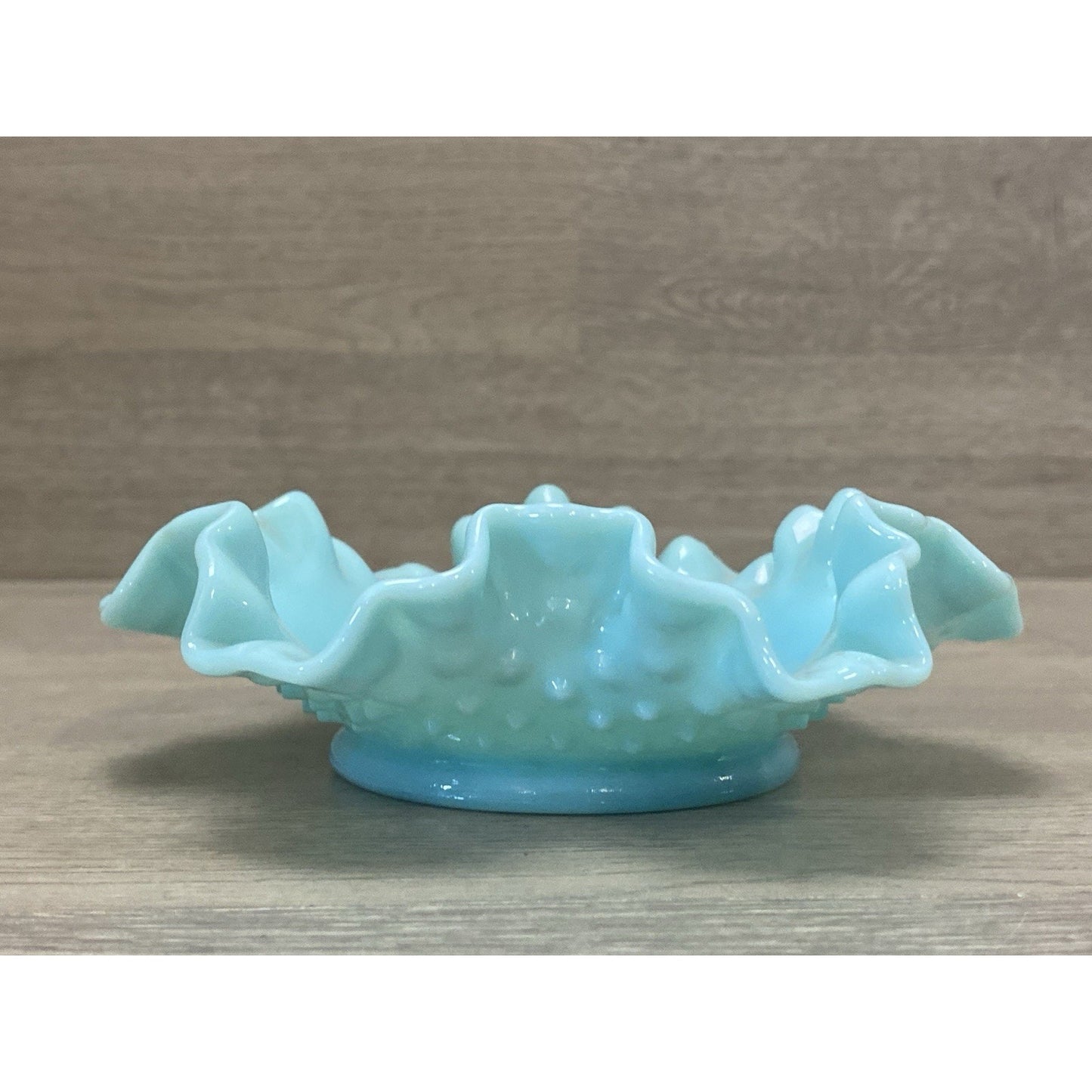 Rare Vintage Fenton Green Pastel Hobnail Milk Glass Bon Bon Candy Dish
