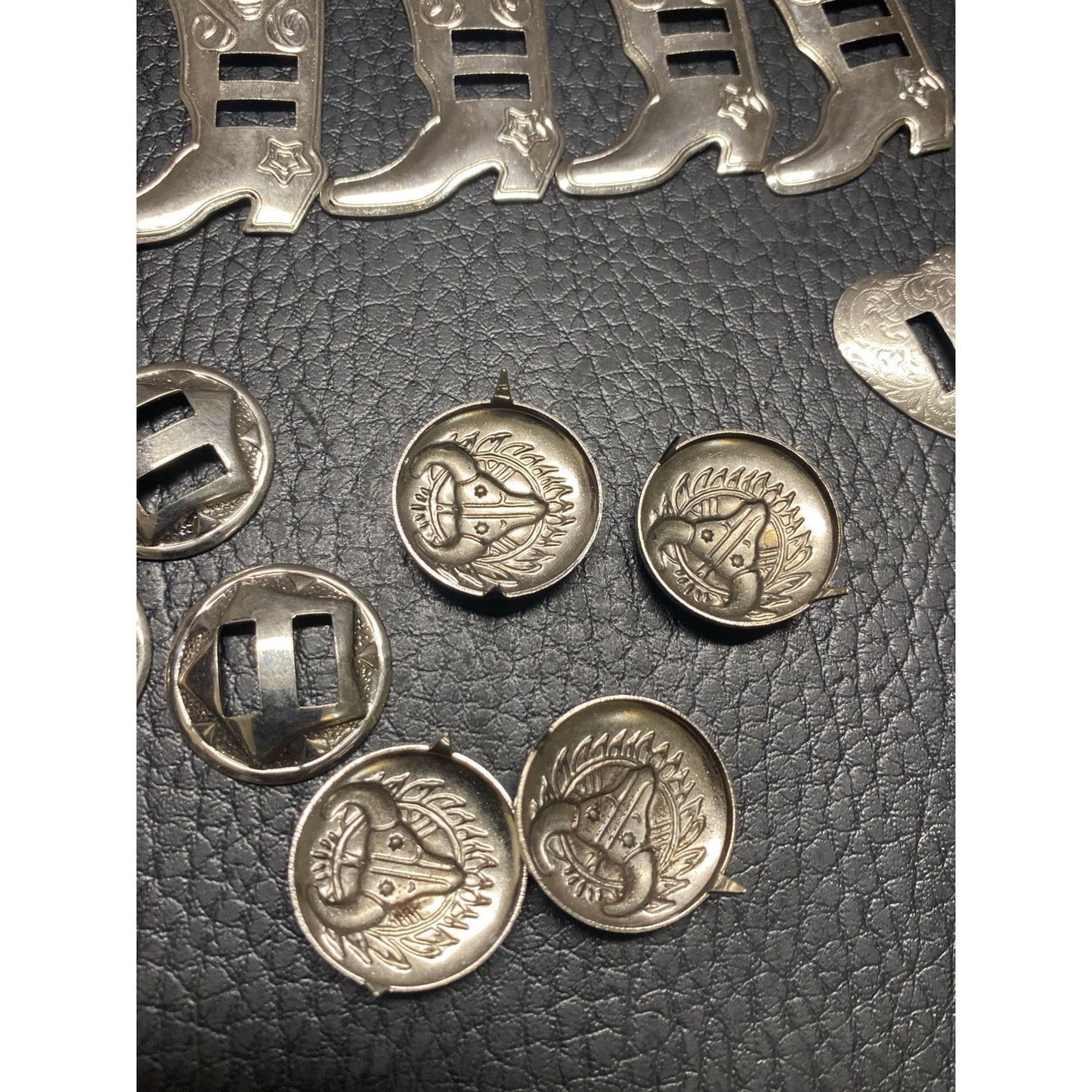 30pc Leather Making Conchos Boots, Bull, Heart