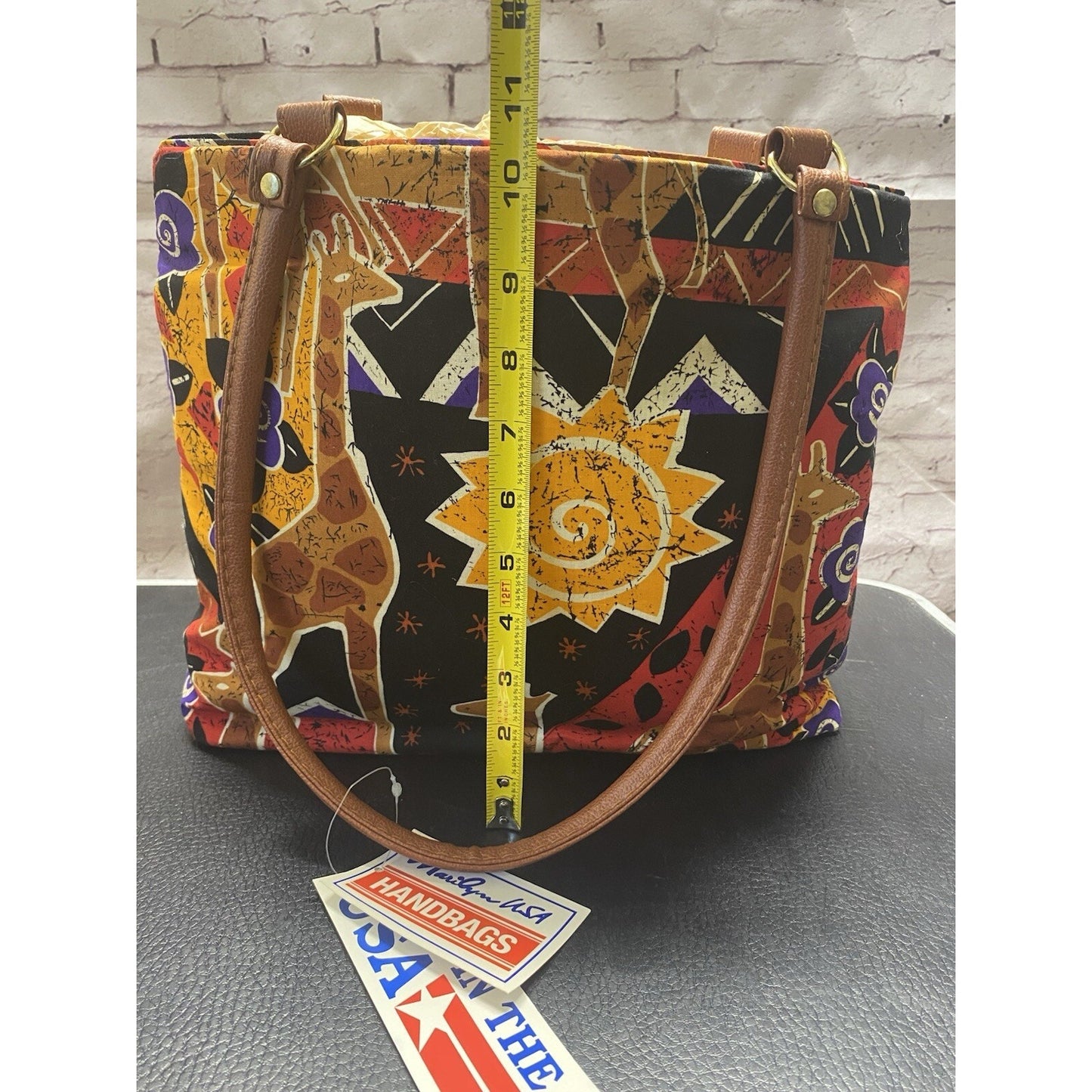 New Marilyn USA Hand Bag Purse African Giraffe Themed Colorful!