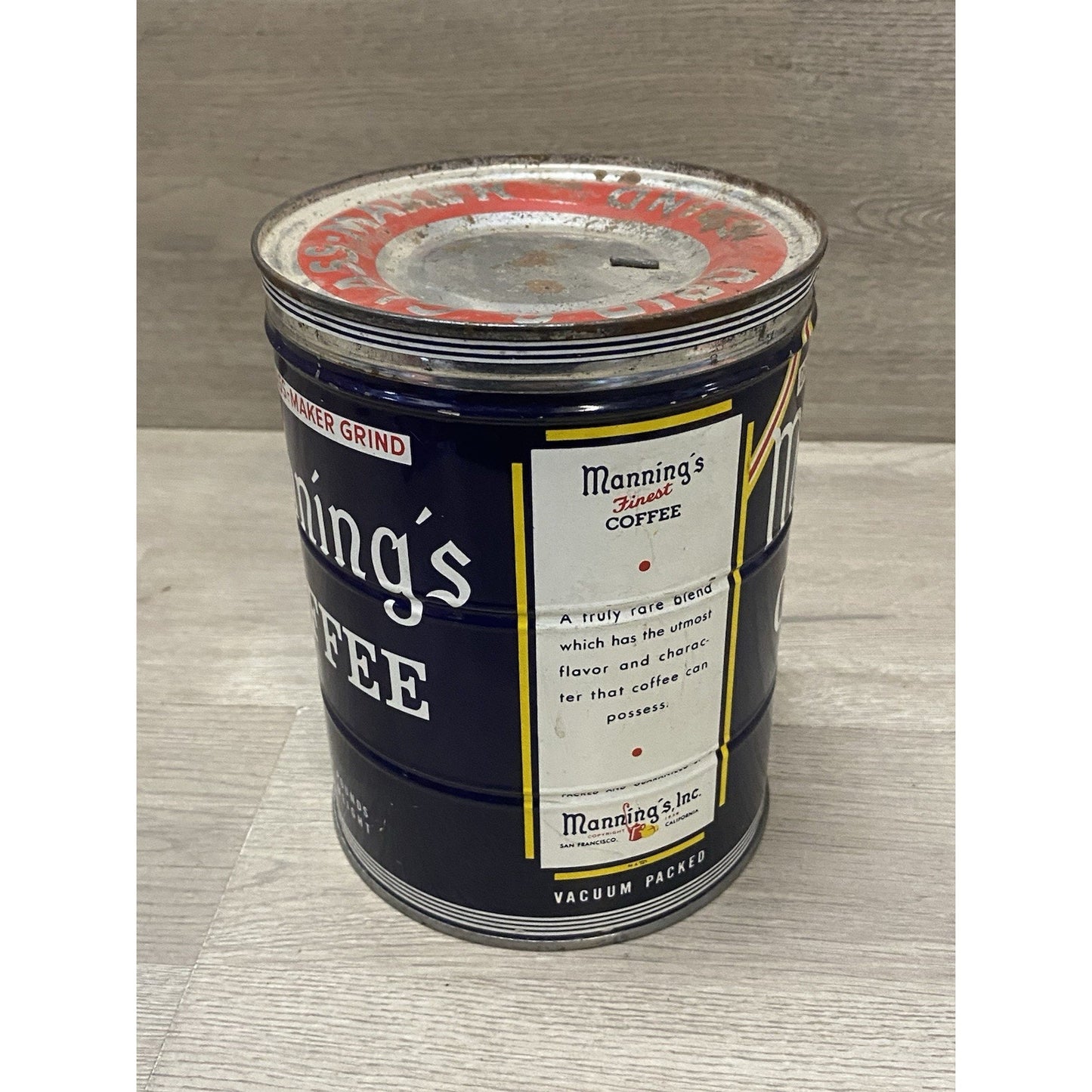 Manning's Coffee Can 2 lb Keywind San Francisco, California Pacific Coast Cities