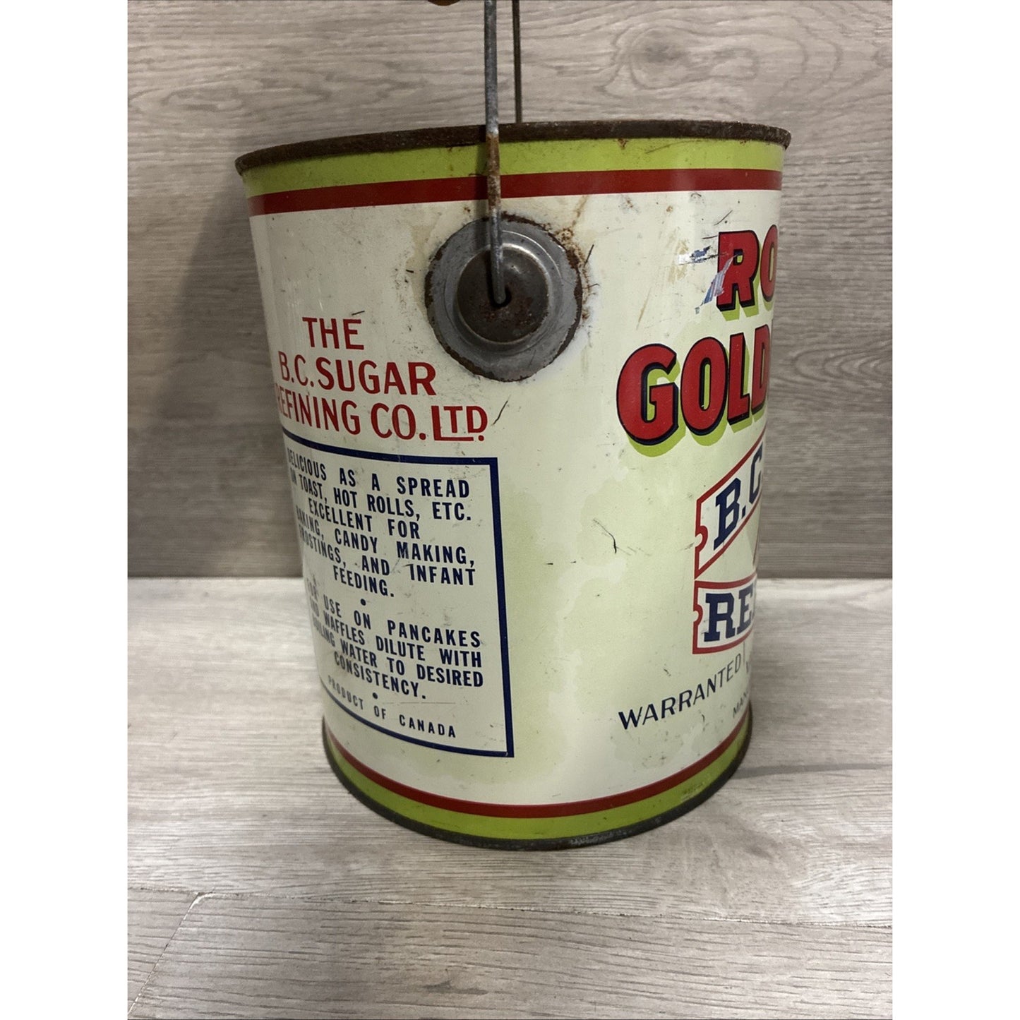 Vintage Rogers Golden Syrup 10lb Metal Can Vancouver B.C. Canada
