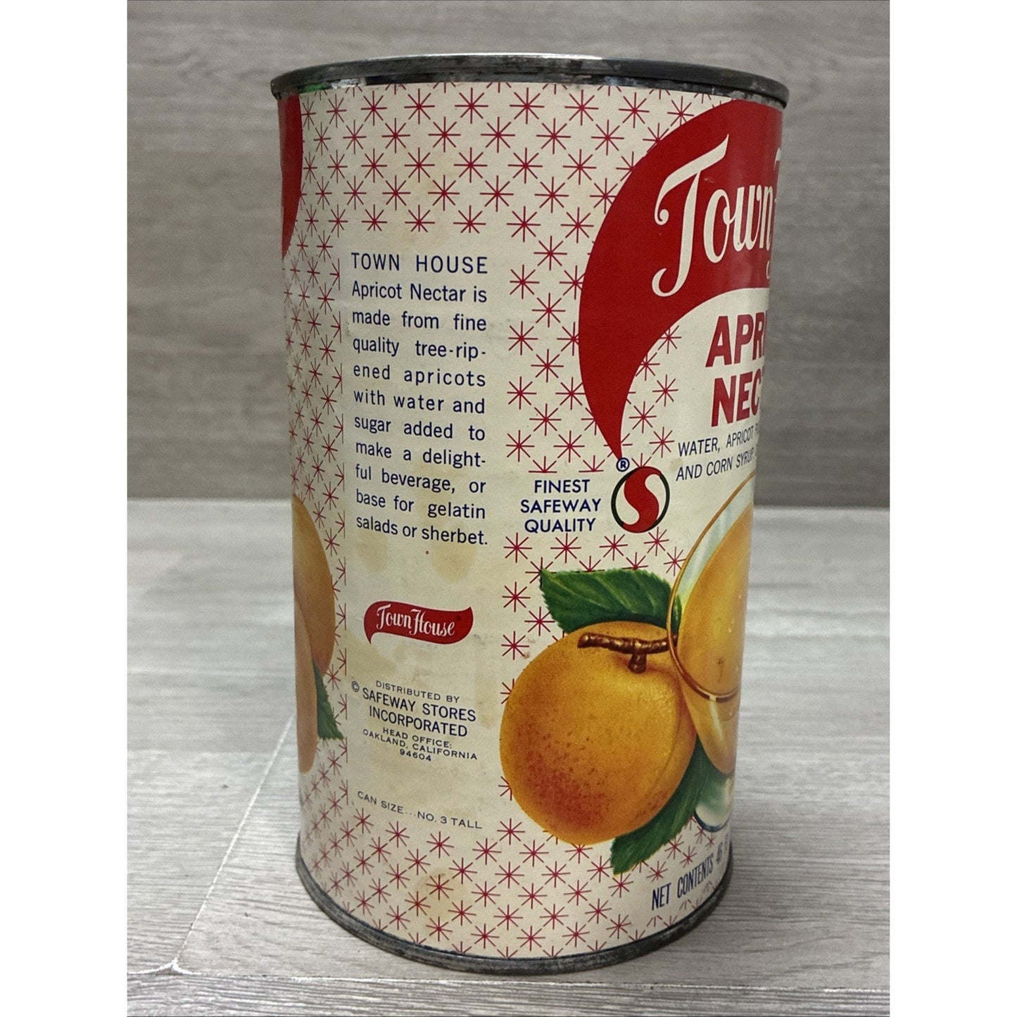 Antique Town House Apricot Nectar Grocery Advertising Can MCM Starburst 46oz HTF