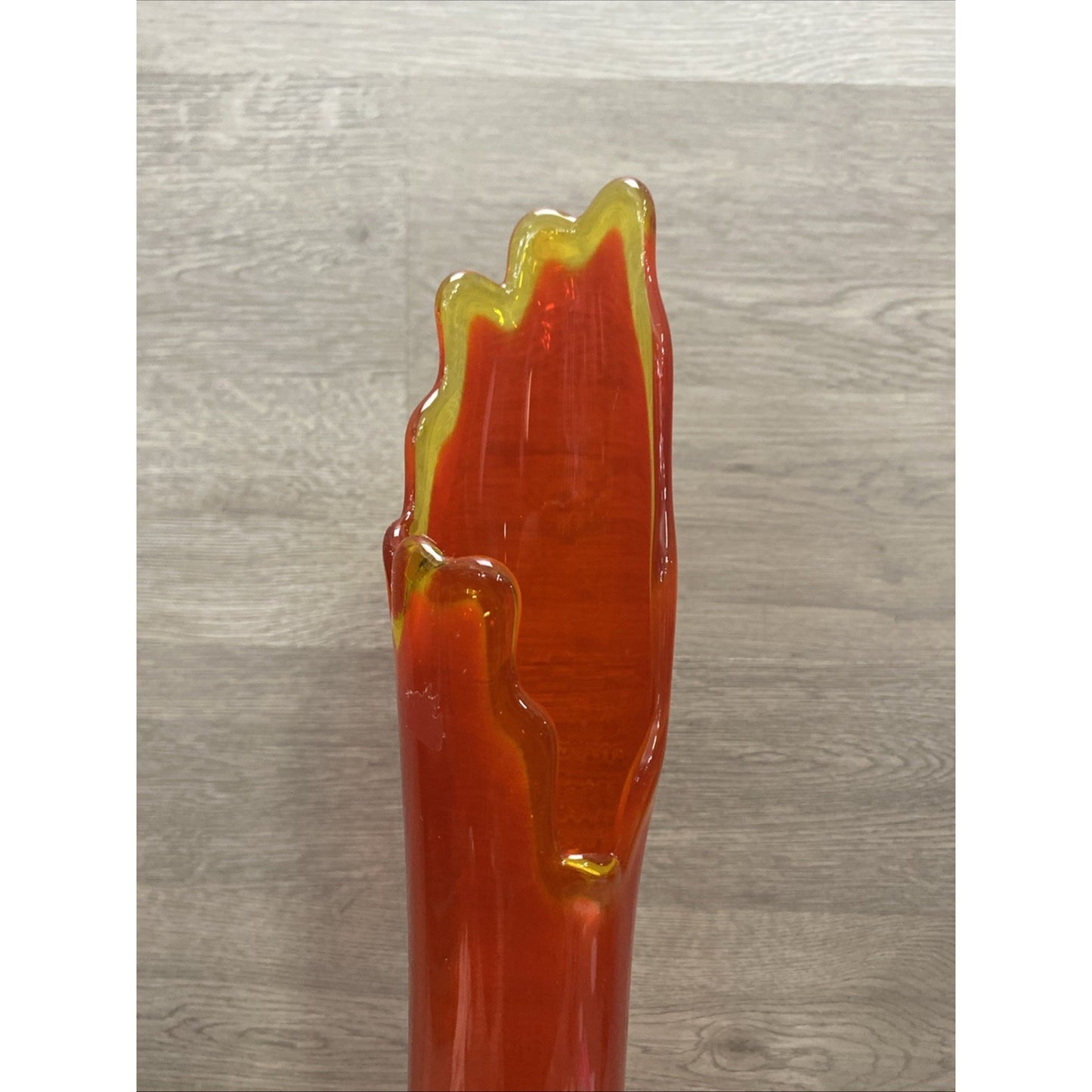 Vintage Fenton Art Glass 21" Amberina Hobnail Stretch Swung Pedestal Vase