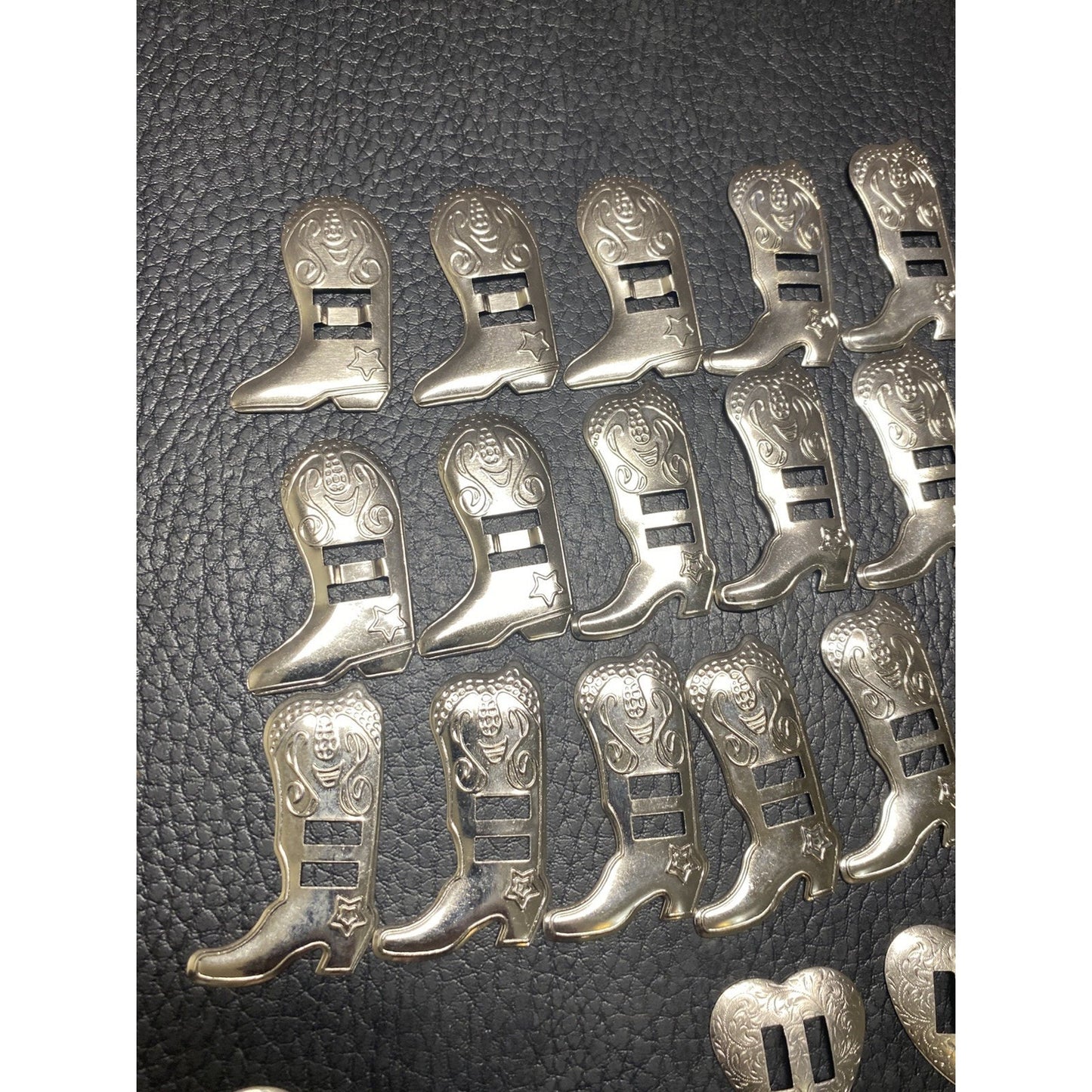 30pc Leather Making Conchos Boots, Bull, Heart