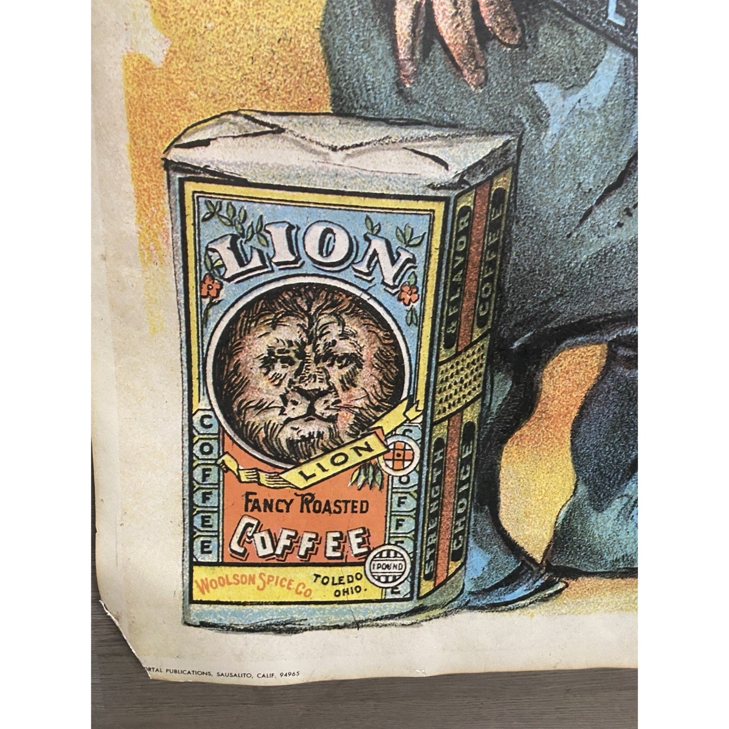 VINTAGE PORTAL PUBLICATIONS LION COFFEE ADVERTISING POSTER