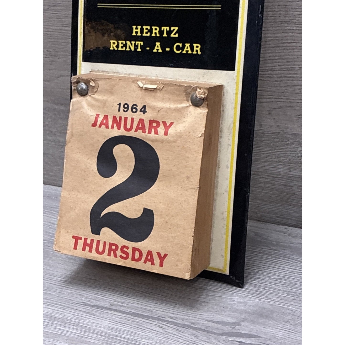 Rare 1964 Yellow Cab Hertz Rent A Car Advertising Sign Calendar Massachusetts