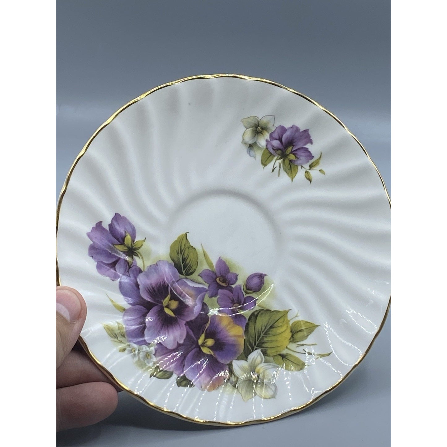Allyn Nelson Bone China Teacup Floral Purple
