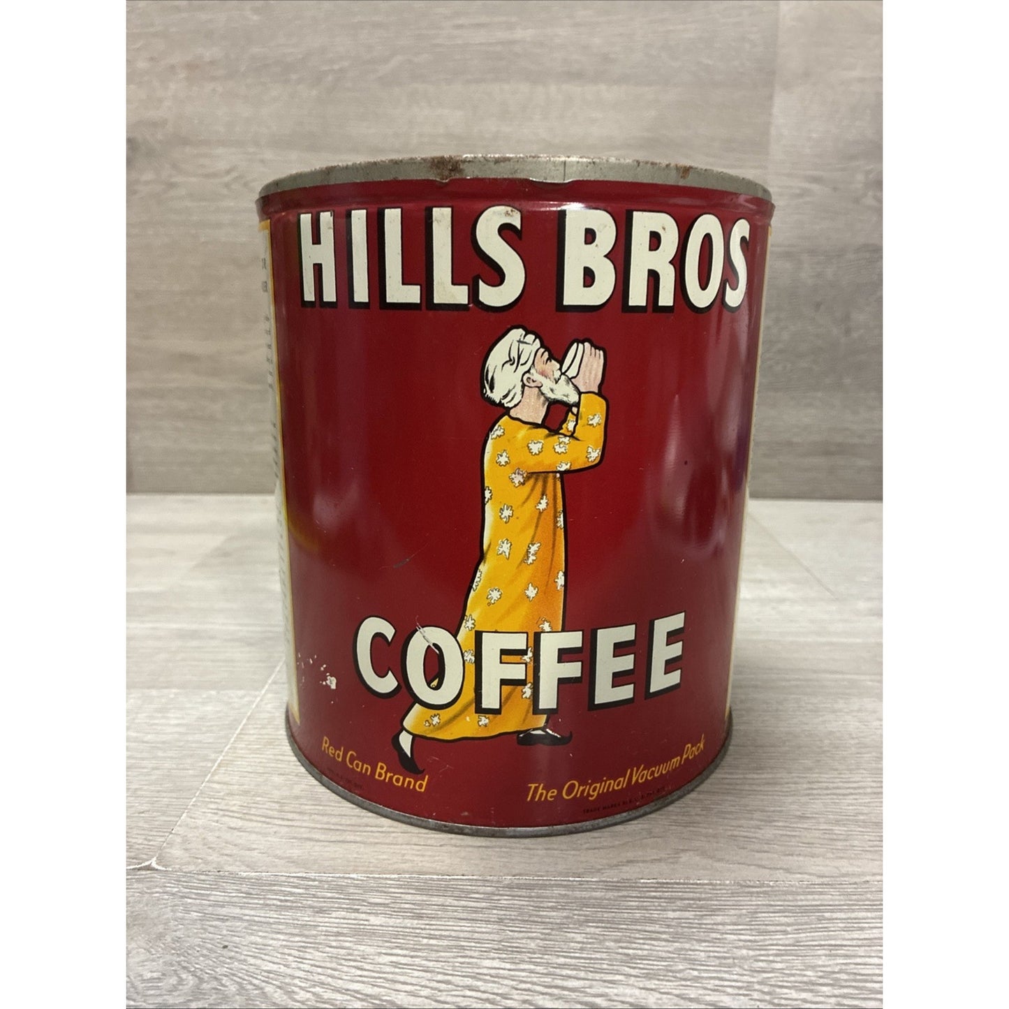 Hills Bros 4lb Coffee Tin Advertising Kitchen Farmhouse Decor