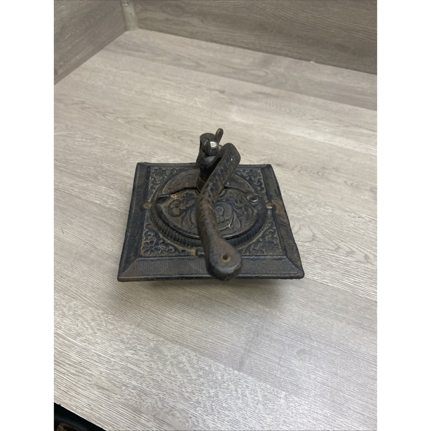 Antique Primitive Coffee Cast Iron Grinder Top and Handle Only
