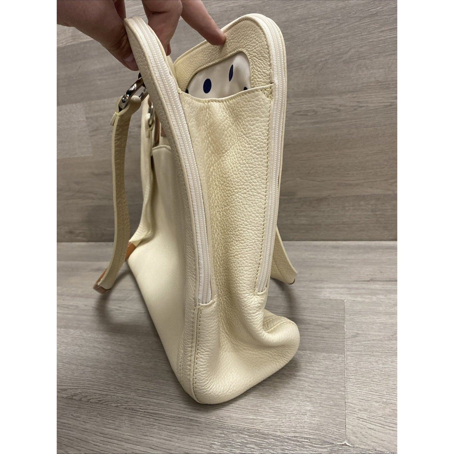 Hartmann White Pebble Leather Tote Purse HTF