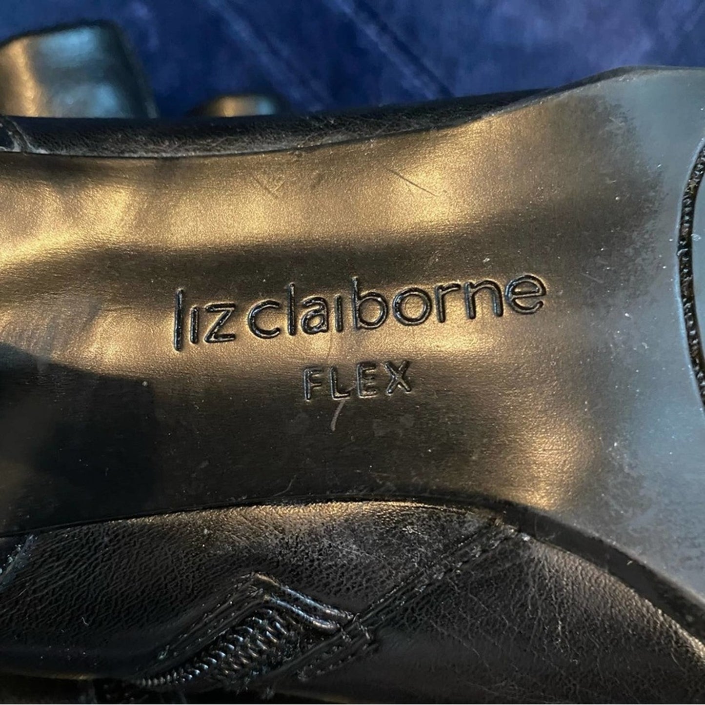 Liz Claiborne Flex Black Lucent Pointed Toe Ankle Boots