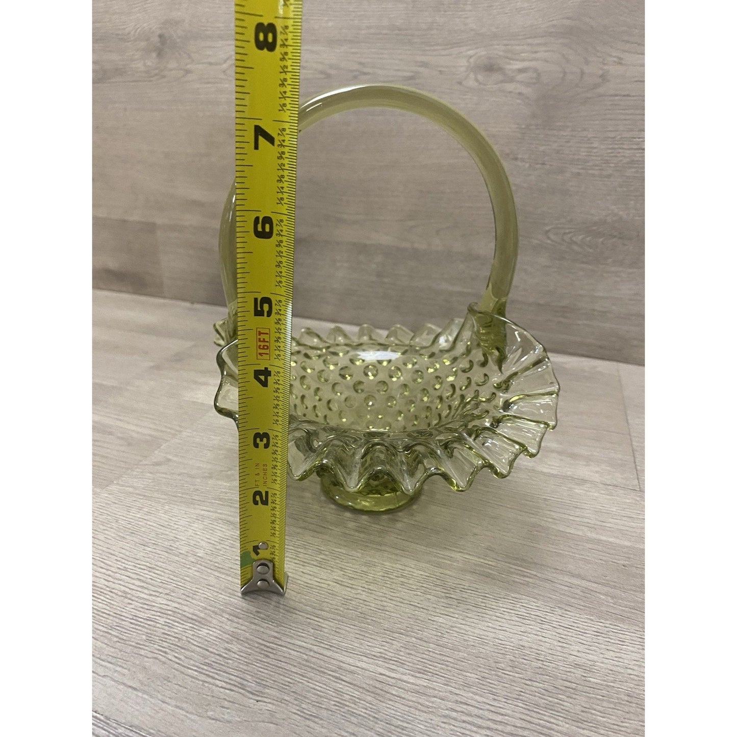 Fenton Art Glass Colonial Green Hobnail Basket