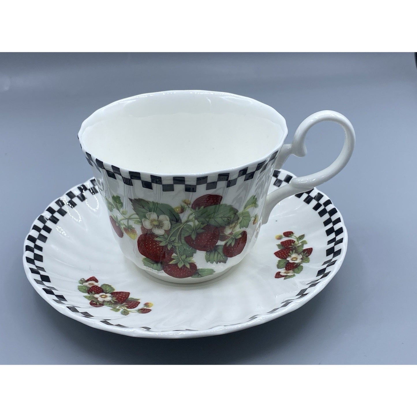 Vintage Strawberry Teacup Porcelain Bone China Crownford