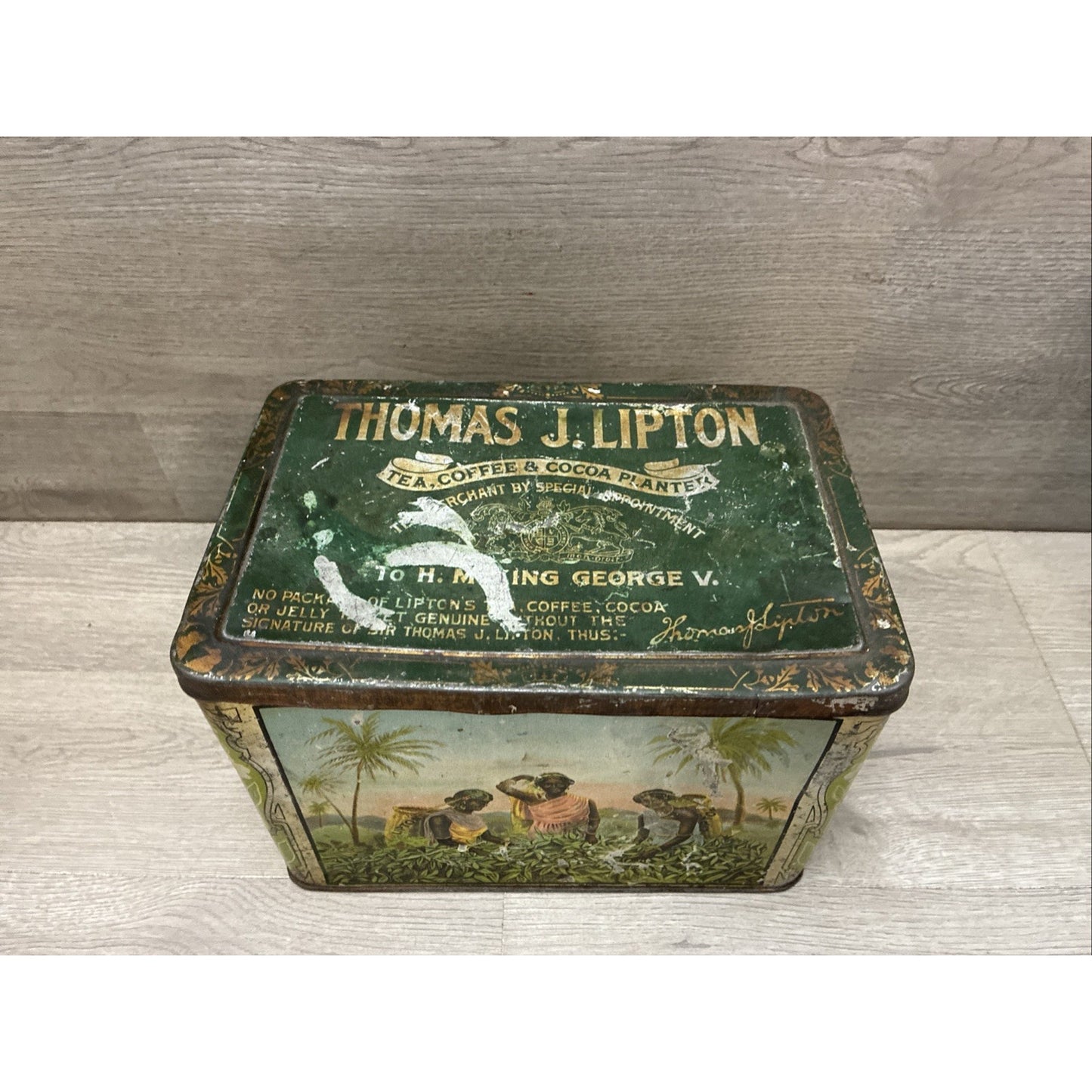 VINTAGE CIRCA 1930S THOMAS J. LIPTON CEYLON 3 LB. TEA TIN