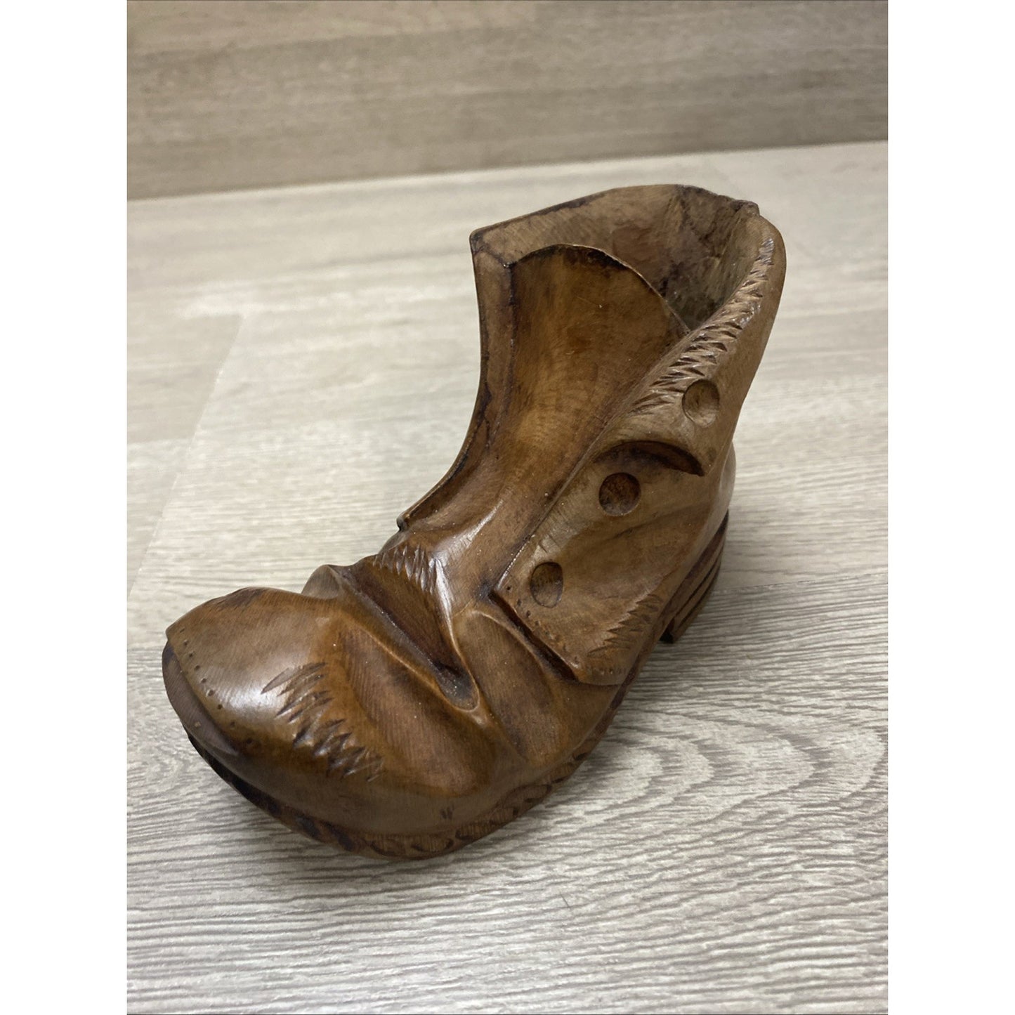 Primitive Wooden Carved Figural Boot Sculpture
