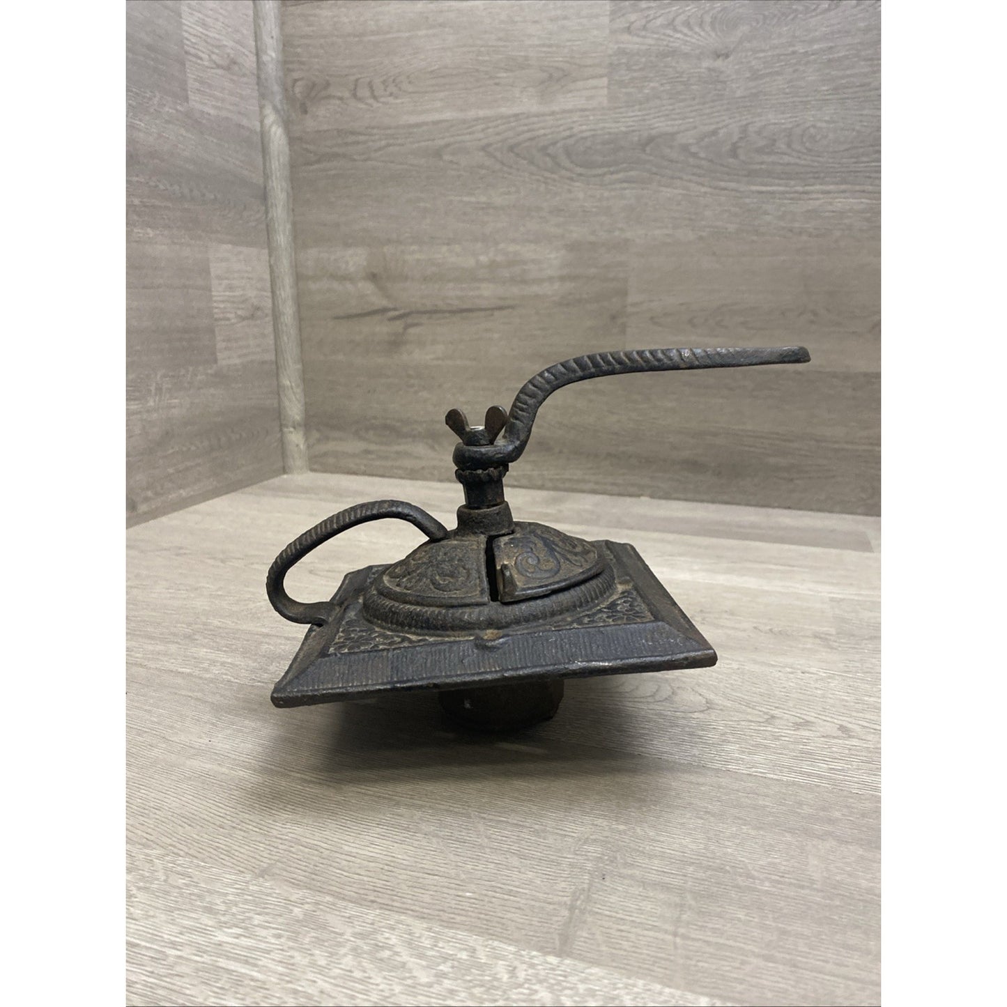 Antique Primitive Coffee Cast Iron Grinder Top and Handle Only