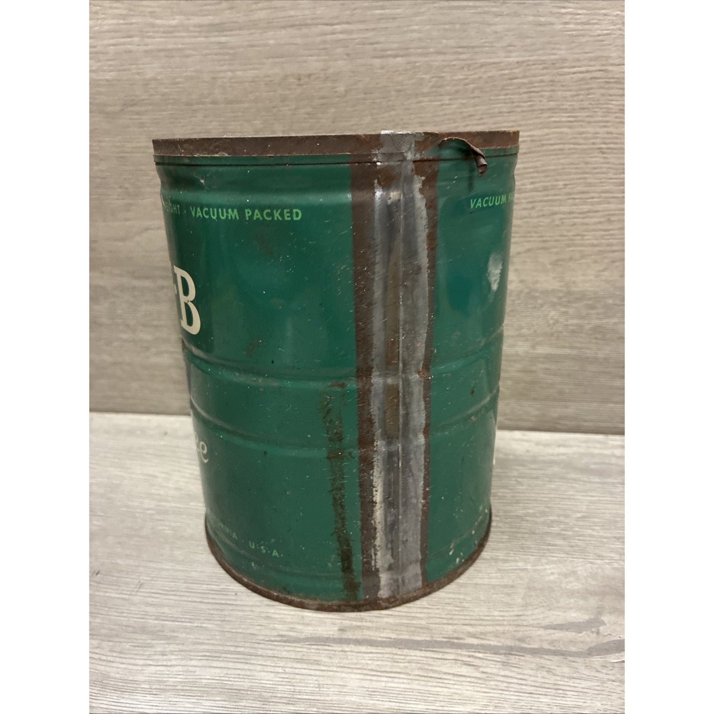 Vintage 2 LB MJB Regular Grind Coffee Tin Can Display Prop Movie