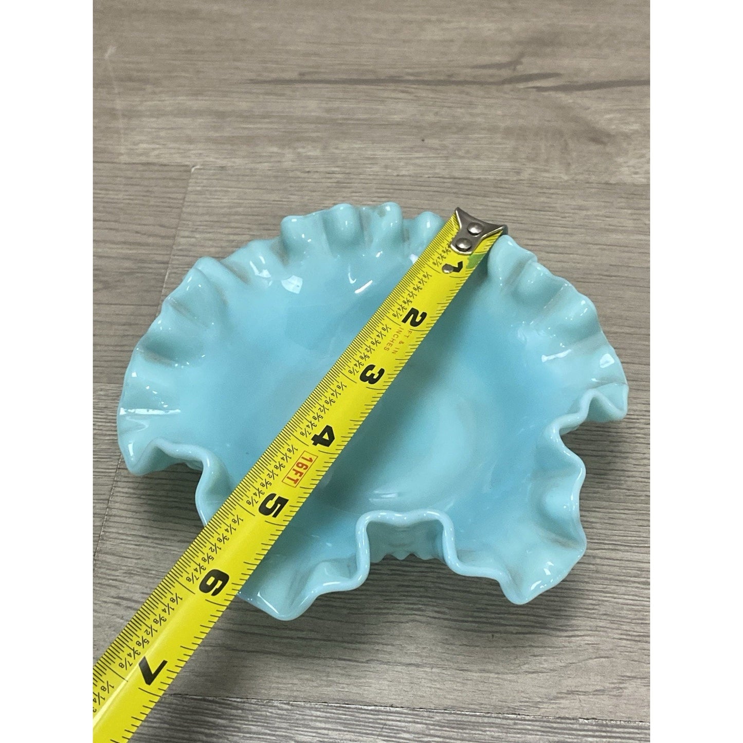 Rare Vintage Fenton Green Pastel Hobnail Milk Glass Bon Bon Candy Dish