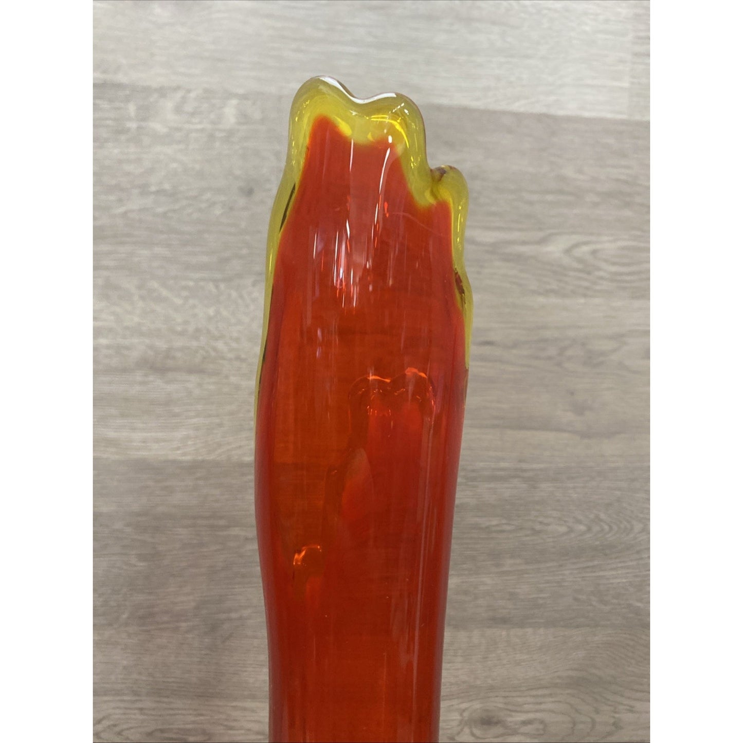 Vintage Fenton Art Glass 21" Amberina Hobnail Stretch Swung Pedestal Vase
