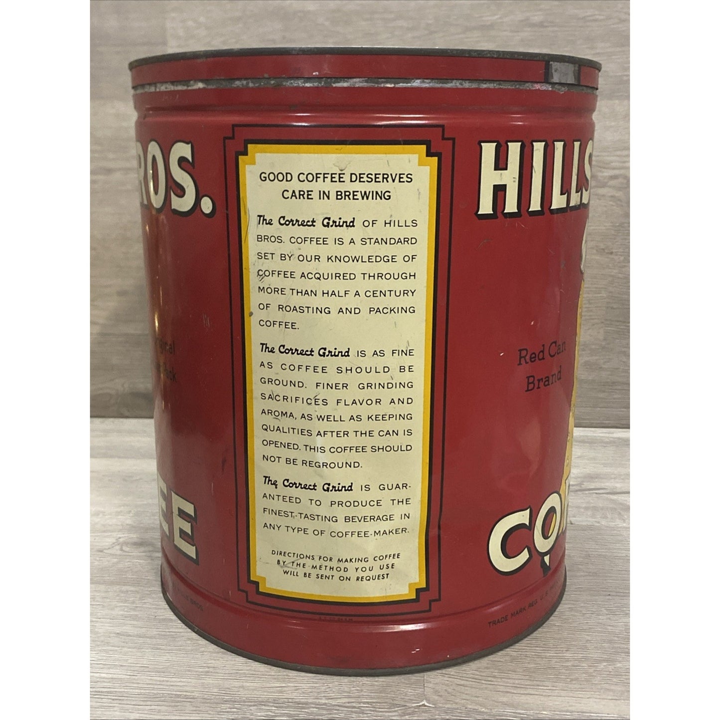 Rare Hills Bros Coffee Tin 20lb W/ Lid 1922-32-36 Coffee Advertising Very HTF