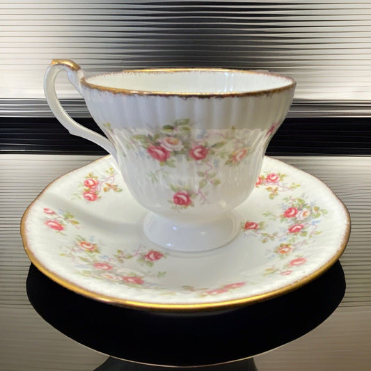 Vintage Royal Minister Floral Bone China Teacup And Saucer