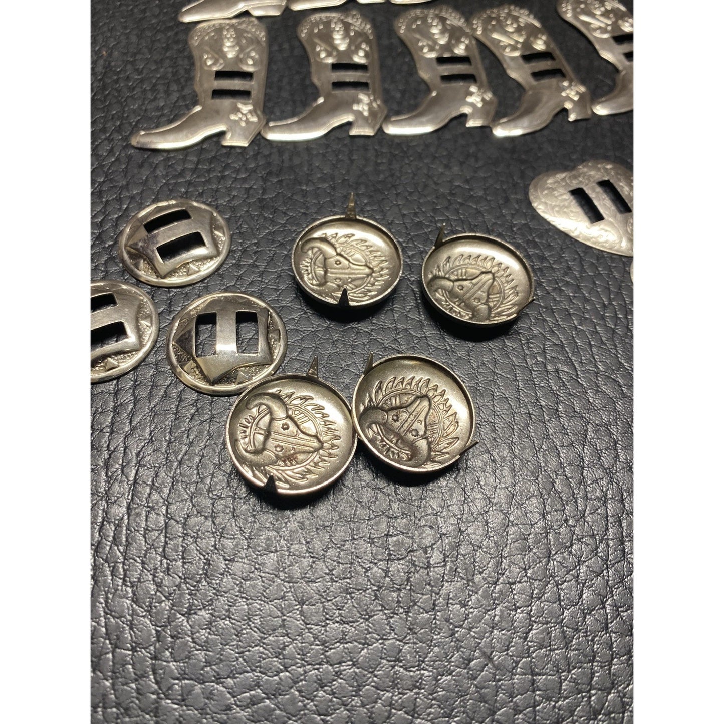 30pc Leather Making Conchos Boots, Bull, Heart
