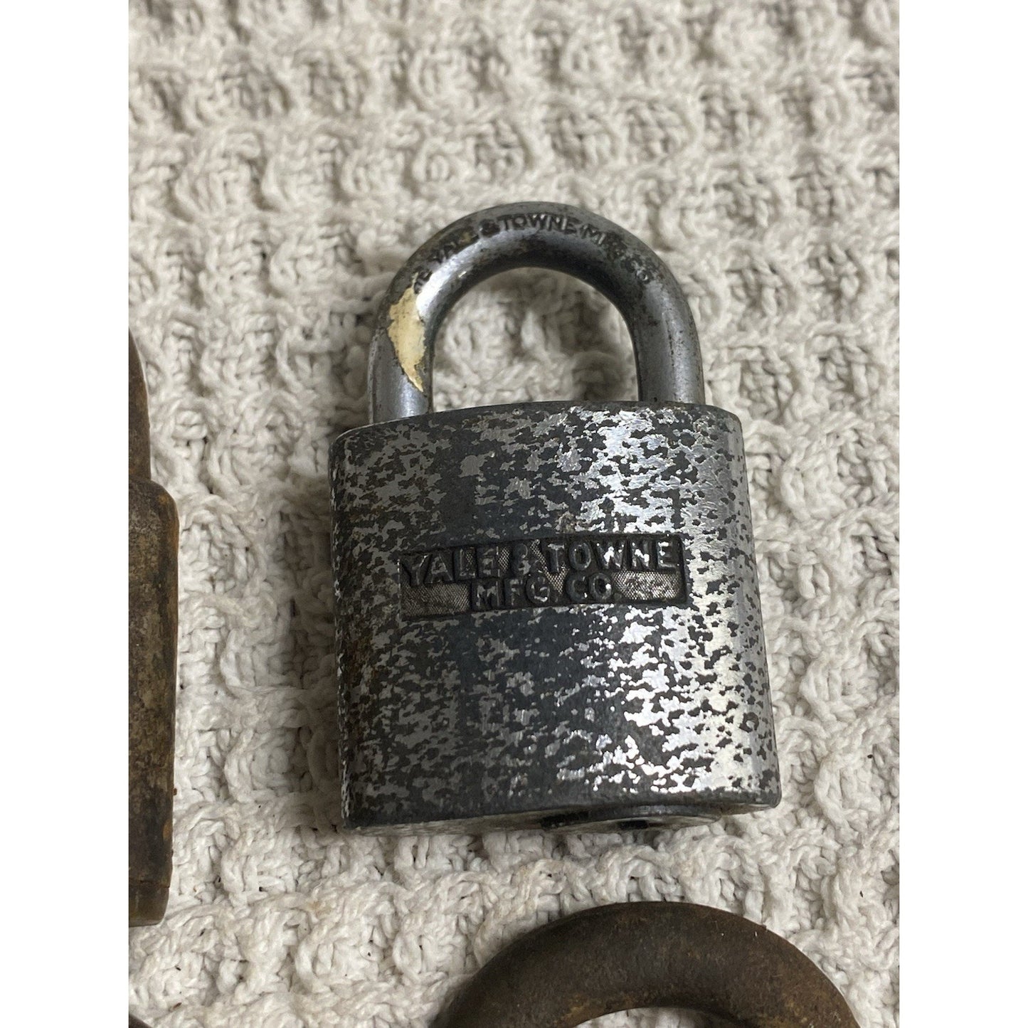 (4) Antique Locks 6 Lever, Yale, Fraim, Corbin Padlocks No Keys