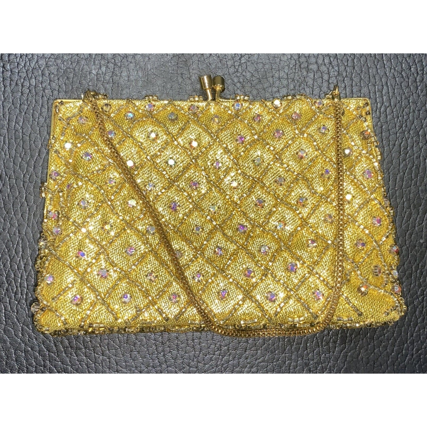 Vintage Rhinestone Encrusted Purse Hong Kong Handmade 40s 50s Glam Retro