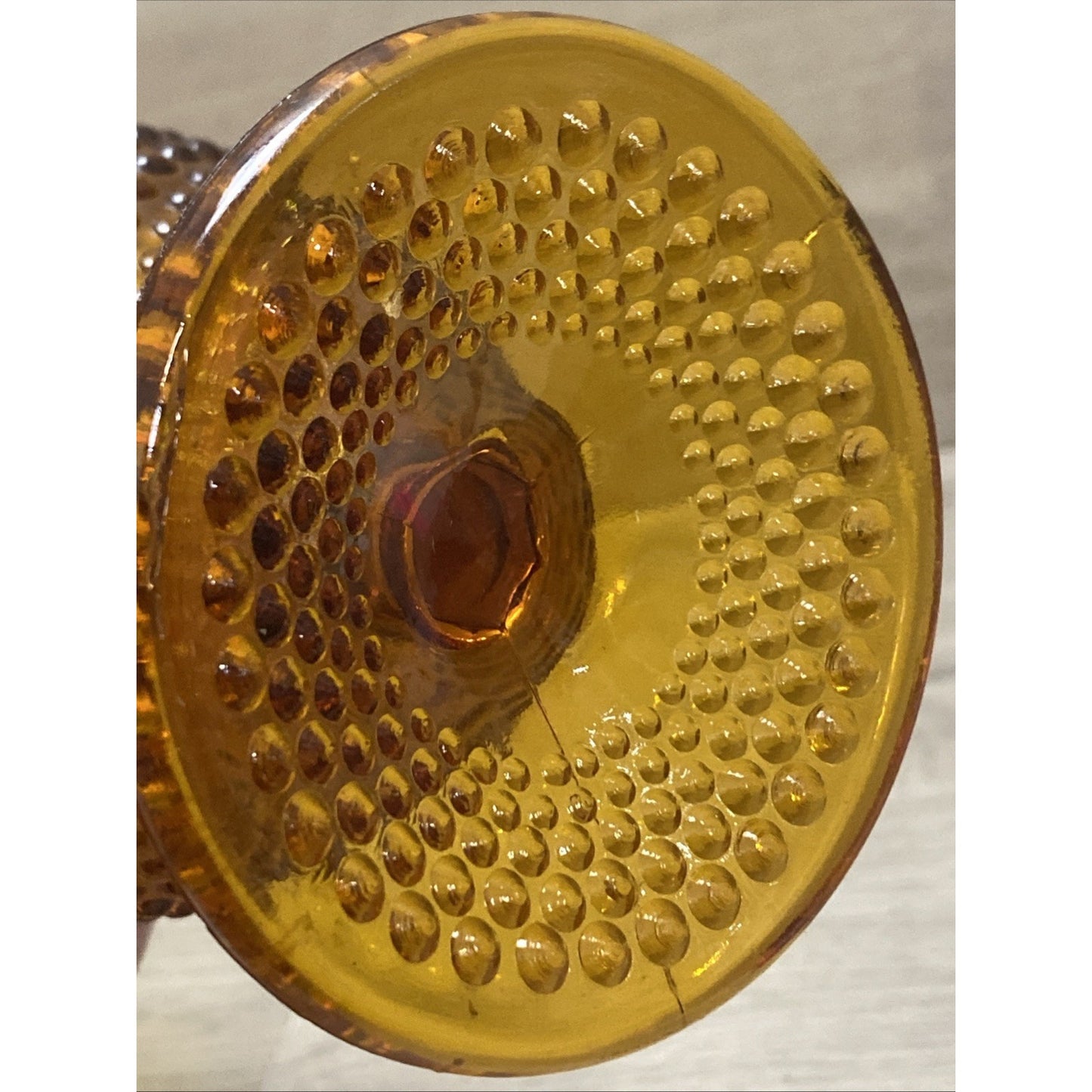 Fenton Unmarked Glass Hobnail Amber Swung Vase 16” Footed