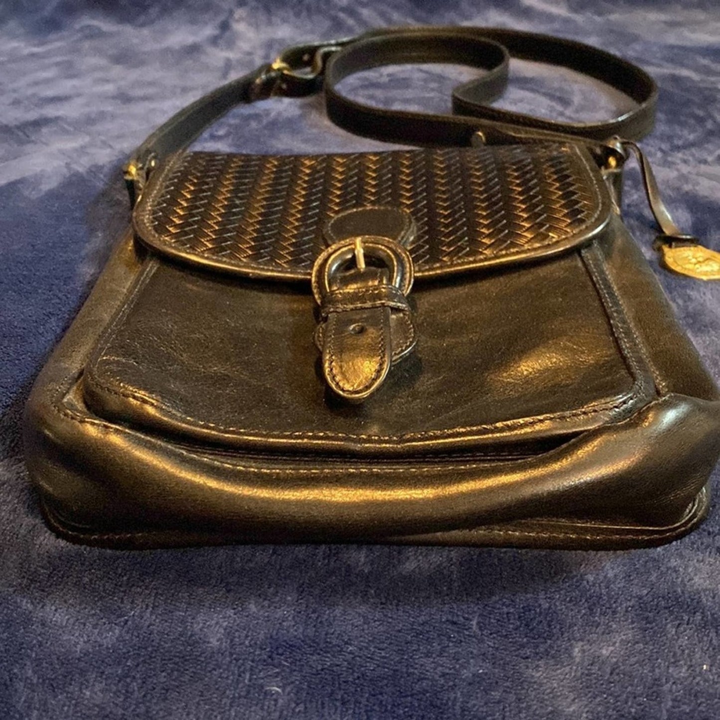 Vintage Brahmin Black Leather Crossbody Purse