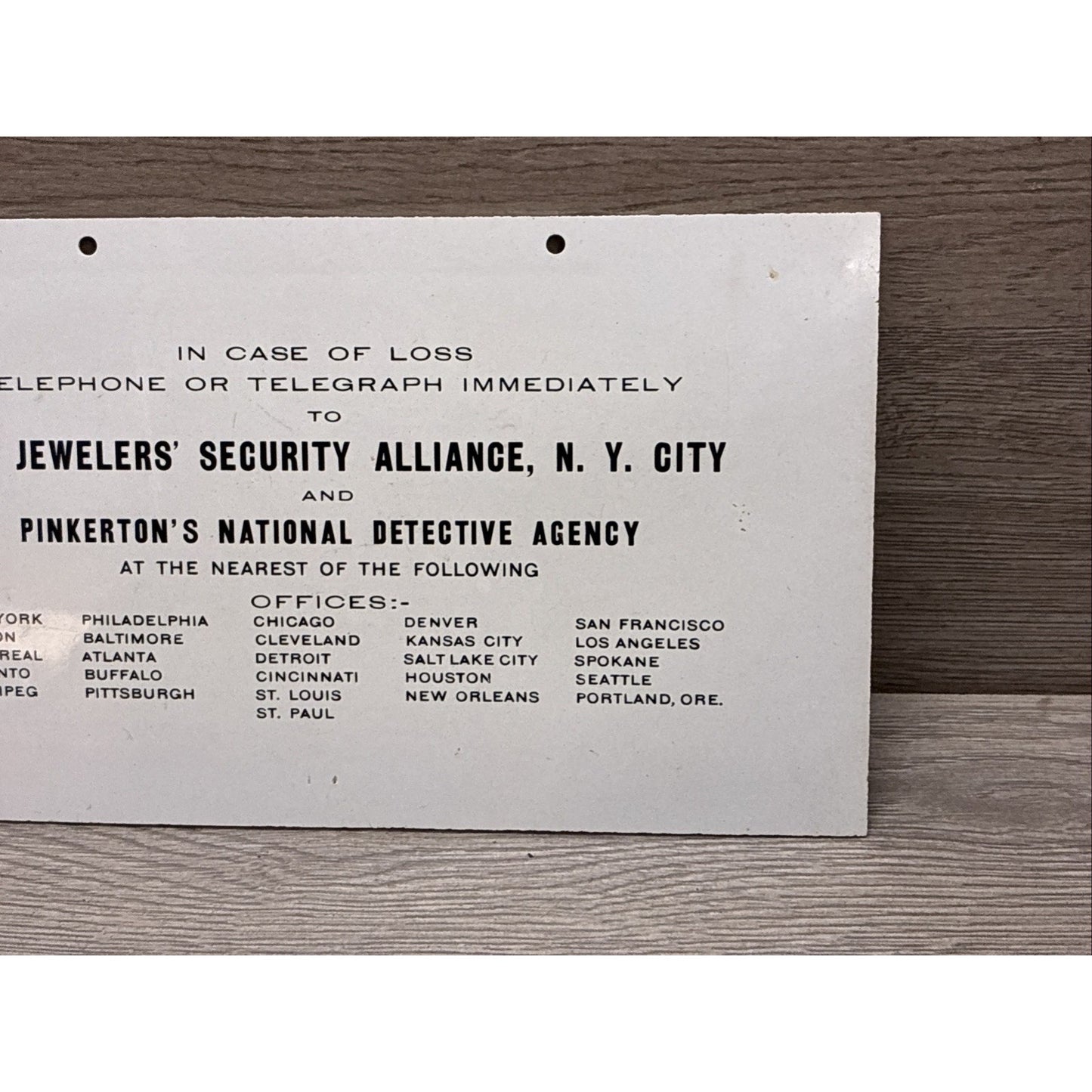 PINKERTON'S DETECTIVE AGENCY JEWLERS' SECURITY ALLIANCE HANGING SIGN W/ DOG