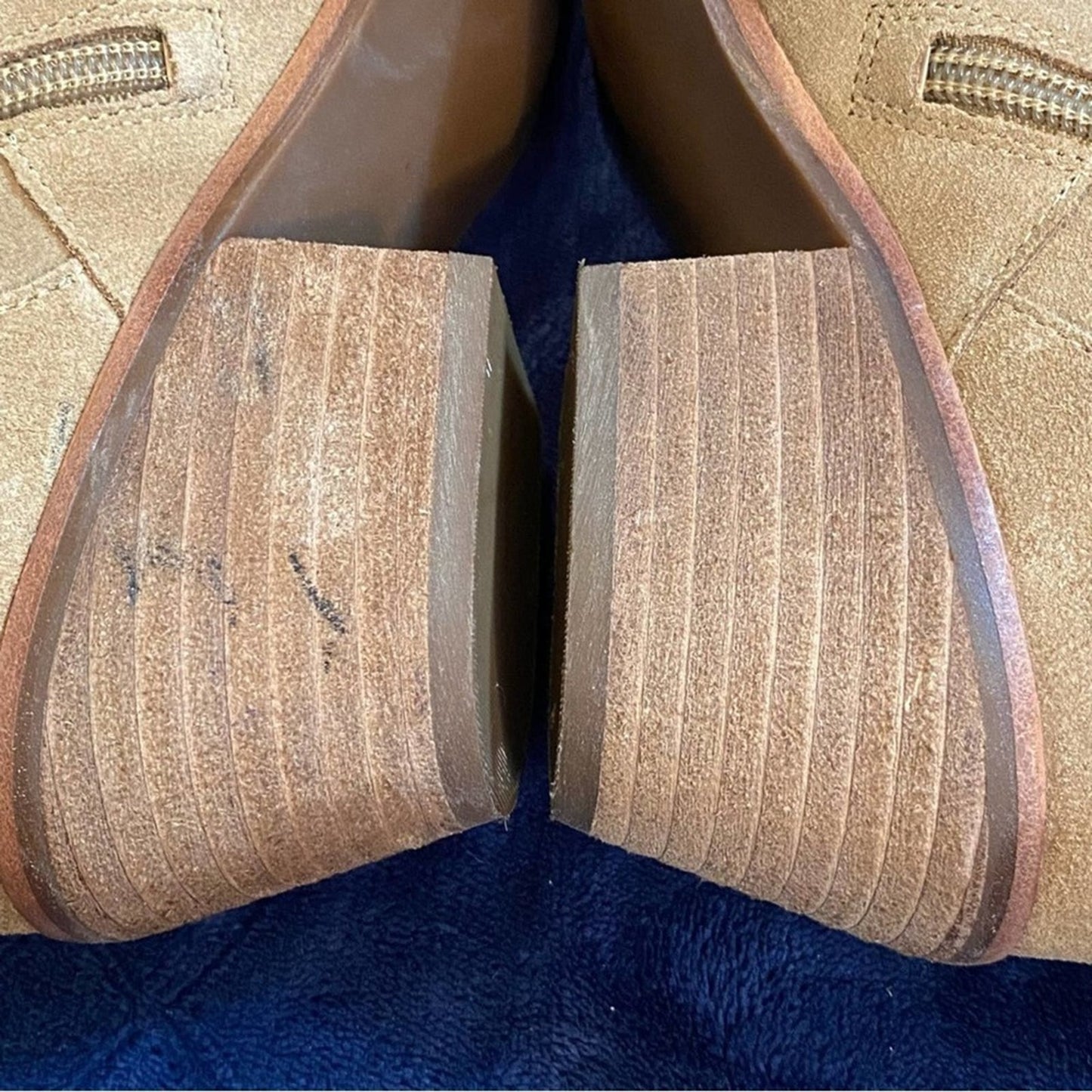 Sole Society Tan Vixen Block Heel Leather Ankle Boots