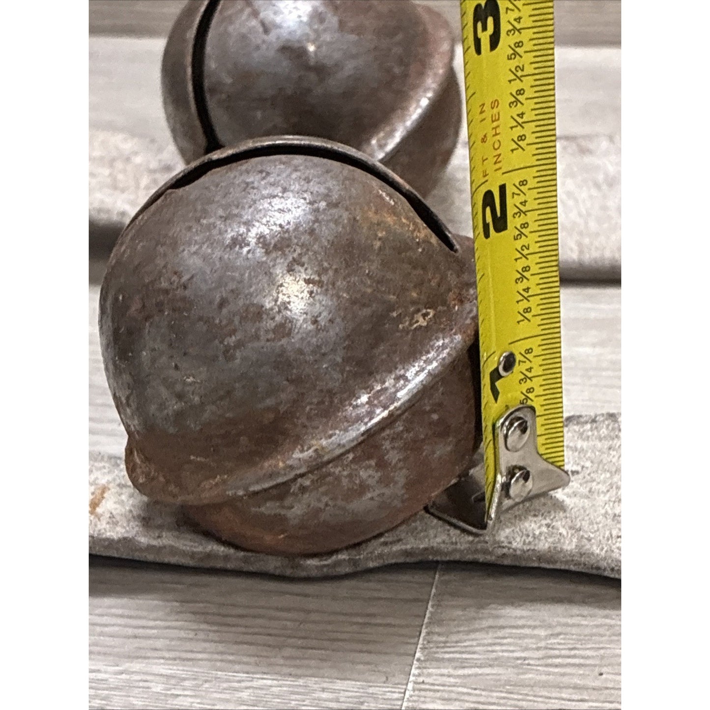 (8) Antique Sleigh Bells Horse Harness Leather Rustic Christmas 2 Straps 2-2.5”