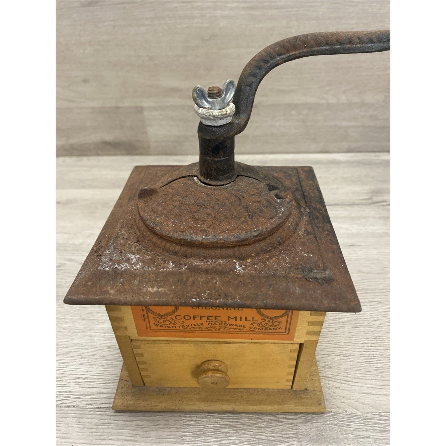 VINTAGE COLONIAL NO 1707 COFFEE MILL GRINDER WRIGHTSVILLE HARDWARE COMPANY