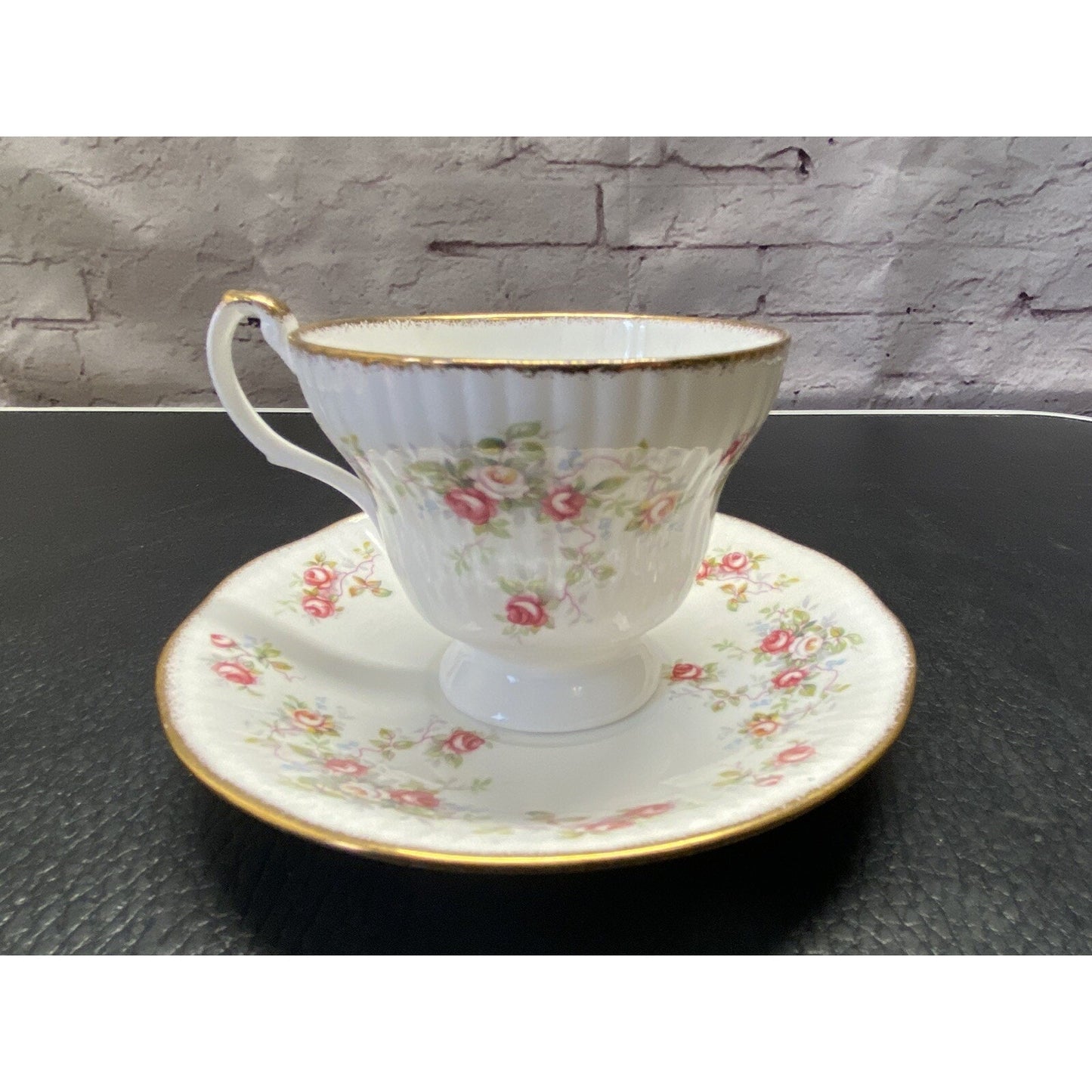 Vintage Royal Minister Floral Bone China Teacup And Saucer