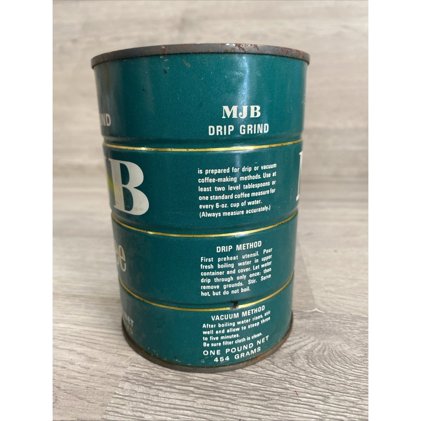 Vtg MJB Coffee Drip Grind - EMPTY - Tin Metal Can Cylinder Advertising Logo 5.5"