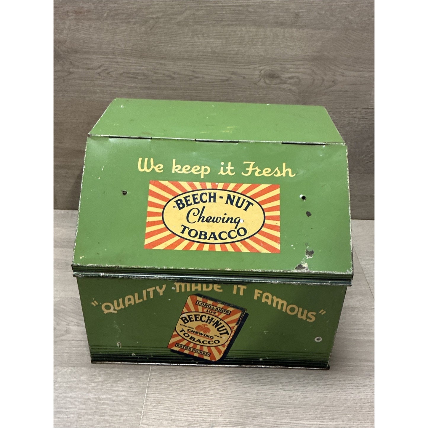 Original Lorillard’s Beech-Nut Chewing Tobacco Tin Humidor Counter Top Display