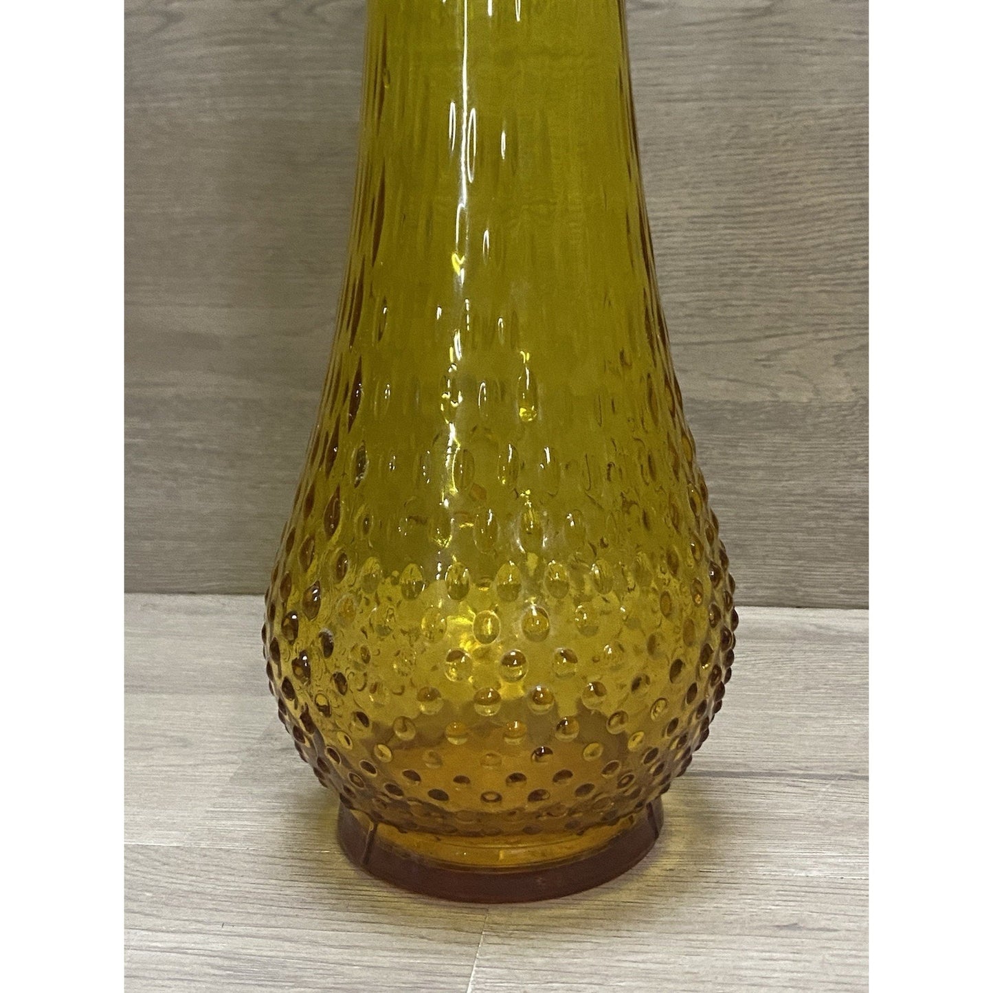 HTF Fenton? Unmarked Colonial Amber Stretch Vase Unique Style Hobnail Base 20.5”