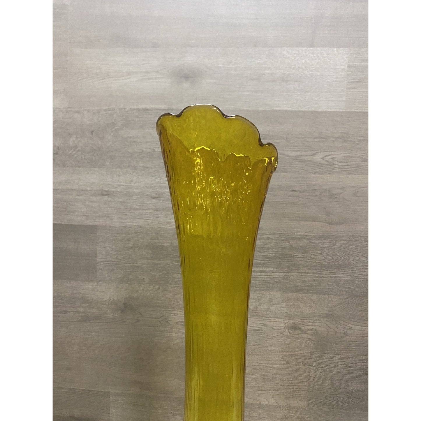 HTF Fenton? Unmarked Colonial Amber Stretch Vase Unique Style Hobnail Base 20.5”