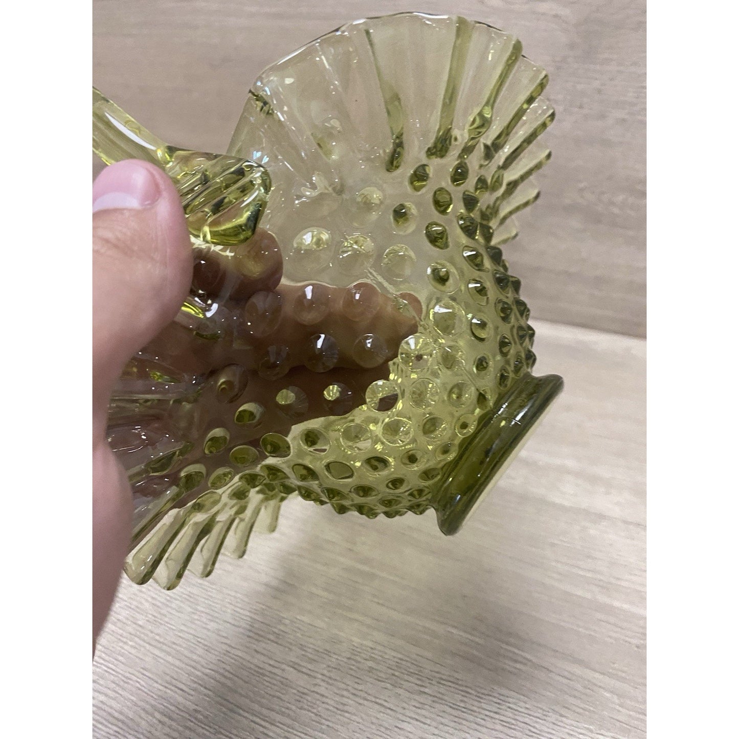 Fenton Art Glass Colonial Green Hobnail Basket