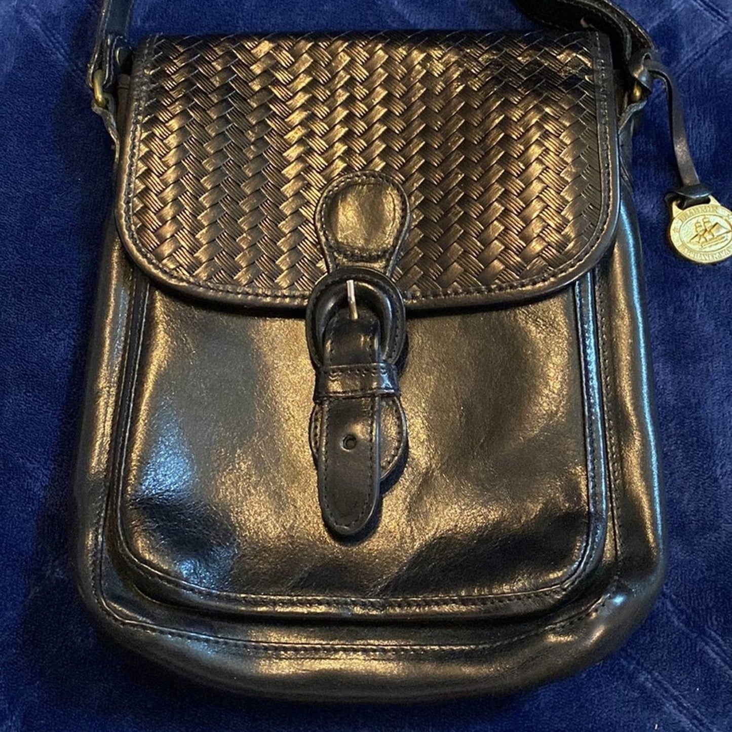 Vintage Brahmin Black Leather Crossbody Purse