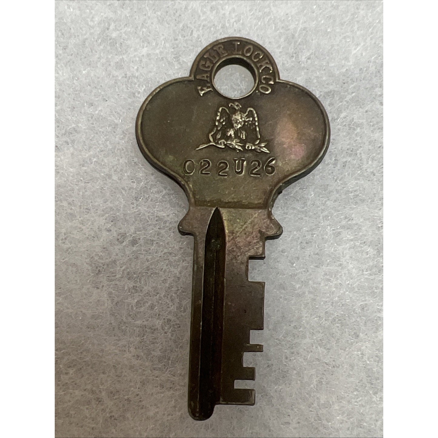 Antique Vintage Eagle 022U26 Lock Trunk Luggage Suitcase Baggage Flat Steel Key